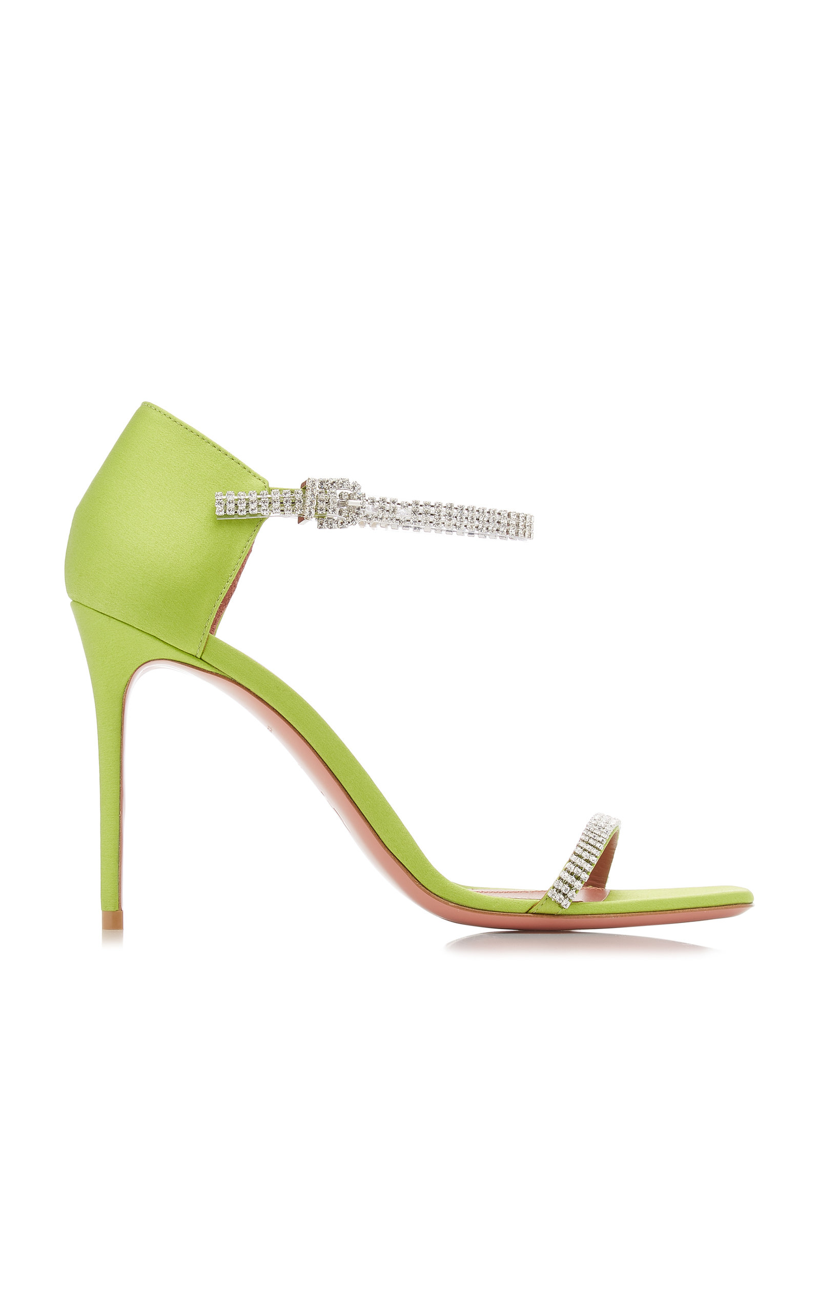 Amina Muaddi - Women's Ursina Crystal-Embellished Satin Sandals - Green - Moda Operandi