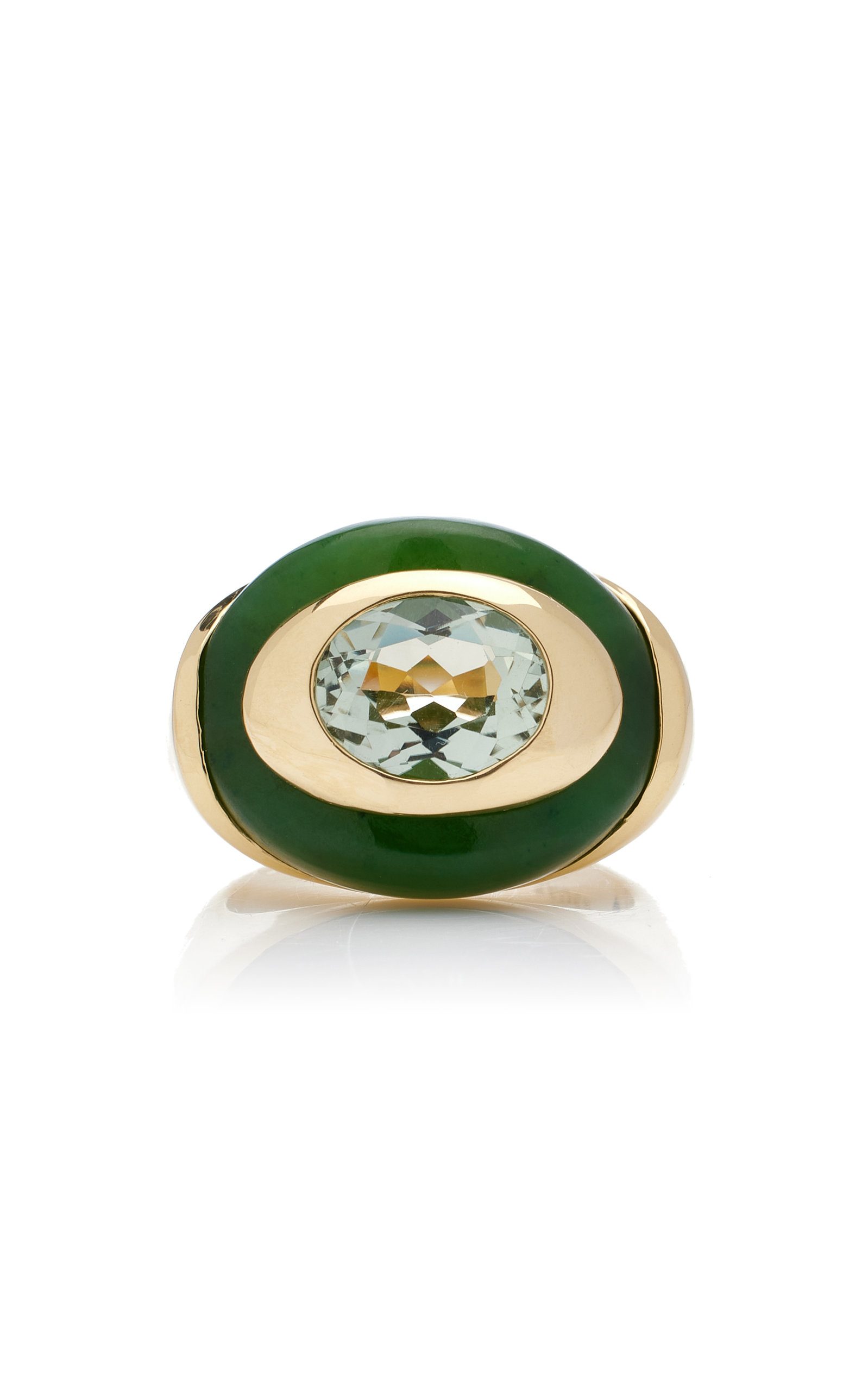 Igapó 18K Yellow Gold Jade; Prasiolite Ring