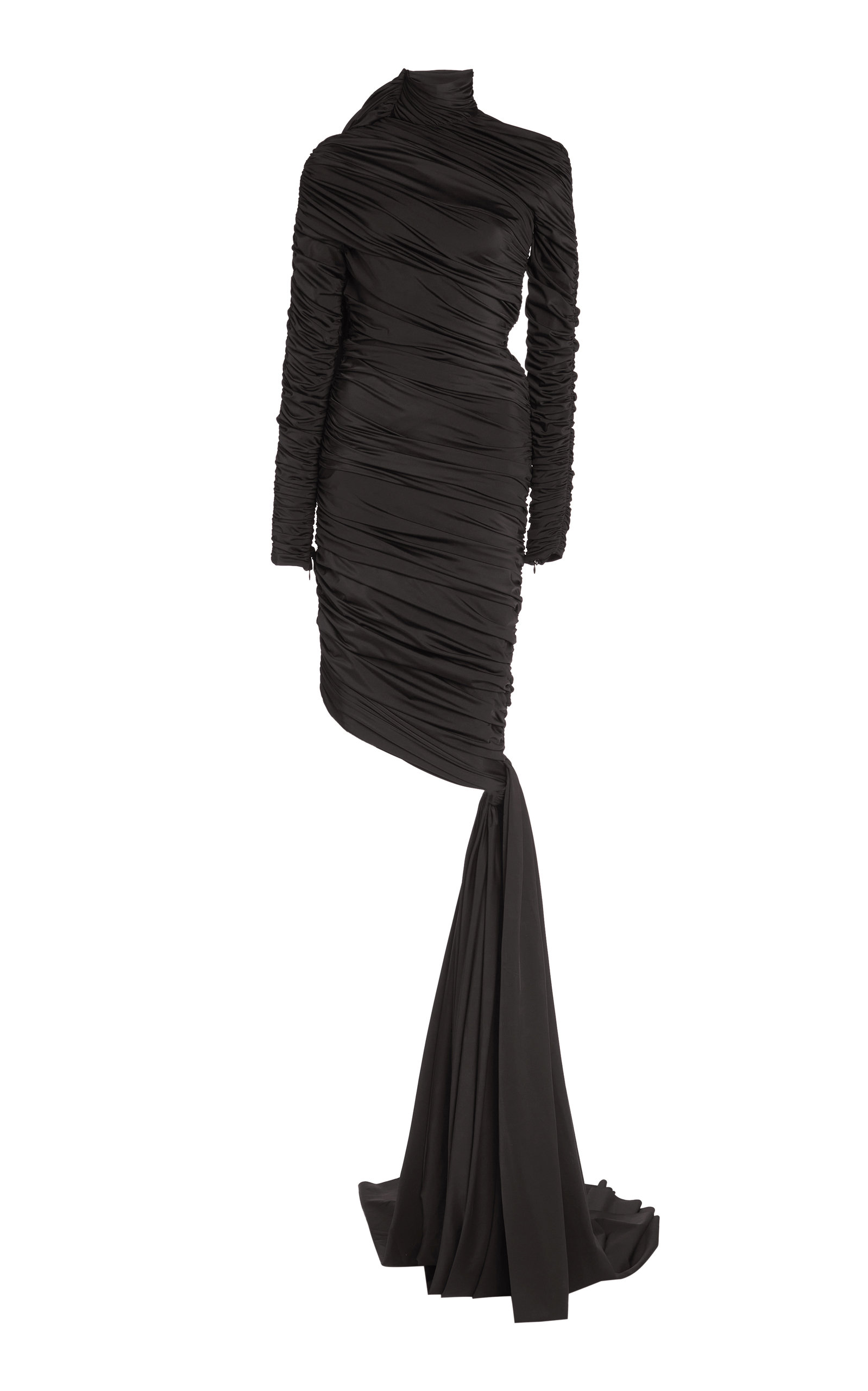 Balenciaga - Women's Knotted and Ruched Jersey Midi Dress - Black - FR 34 - Moda Operandi