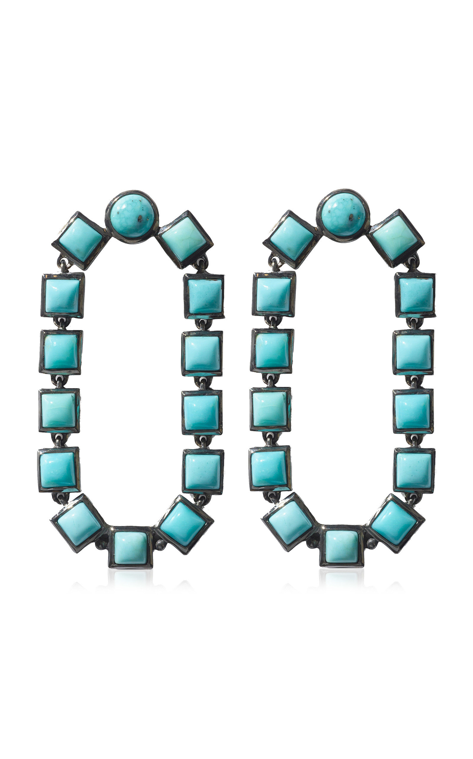 Loop Sterling Silver Turquoise Earrings