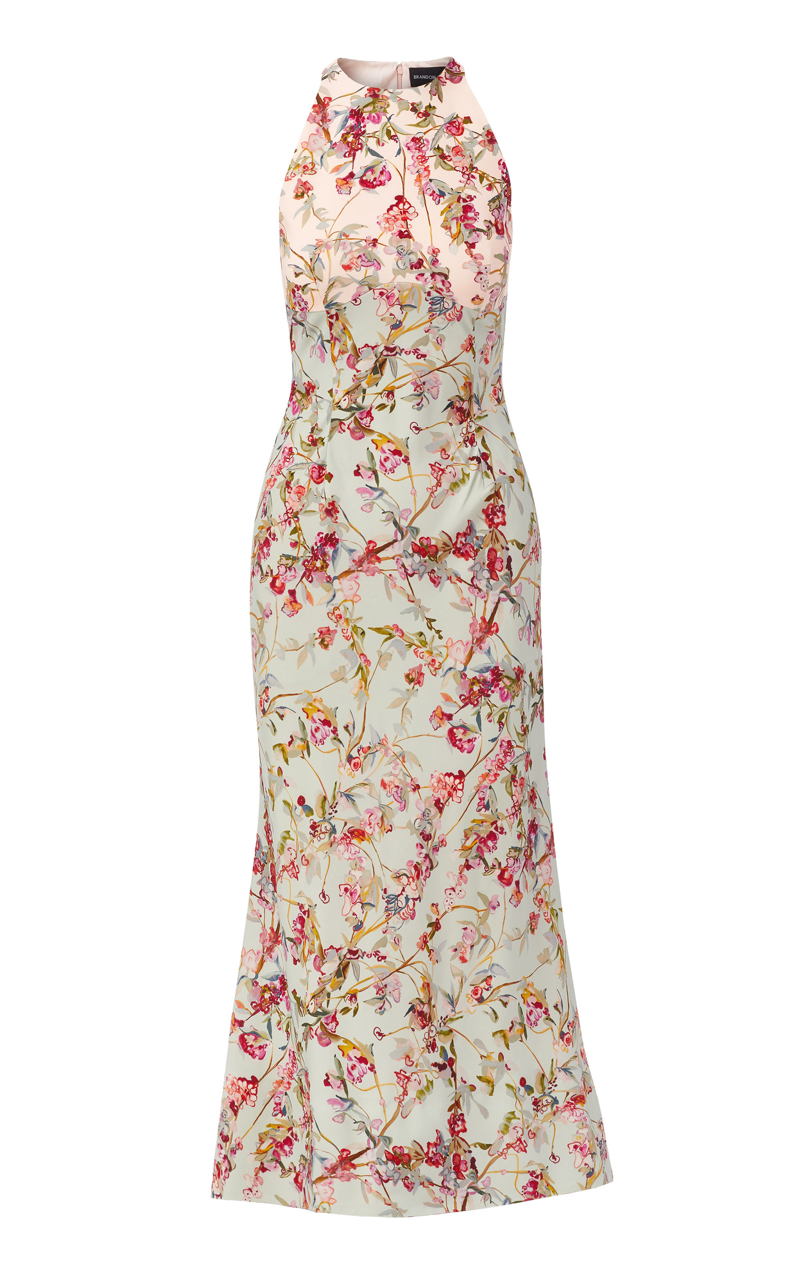 Brandon Maxwell Women's Floral Bi-Printed Stretch Crepe Halter Dress