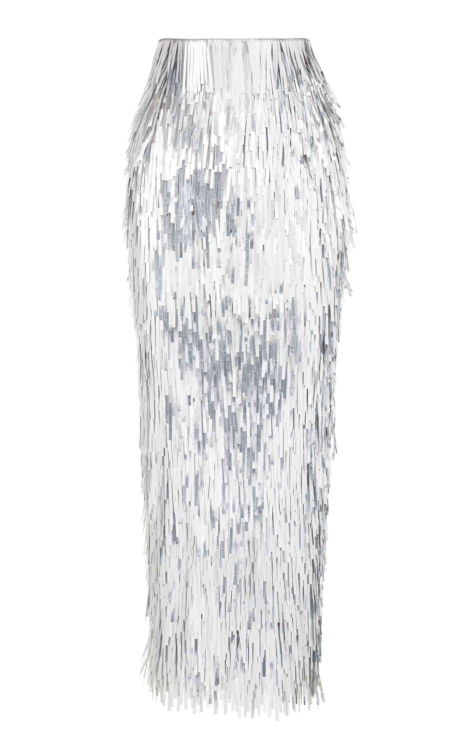 Brandon Maxwell Women's Fringed Foil Midi Pencil Skirt