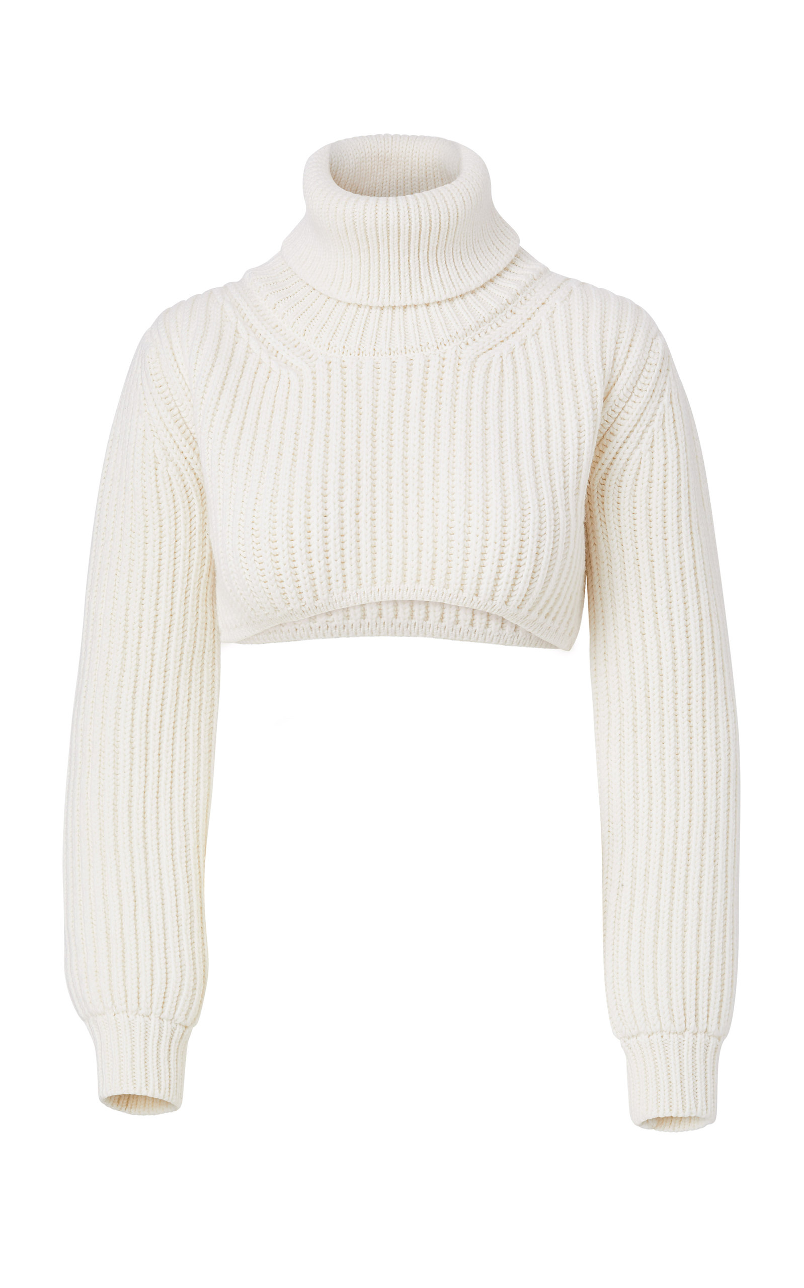Brandon Maxwell Women's Ribbed-Knit Wool Cropped Sweater