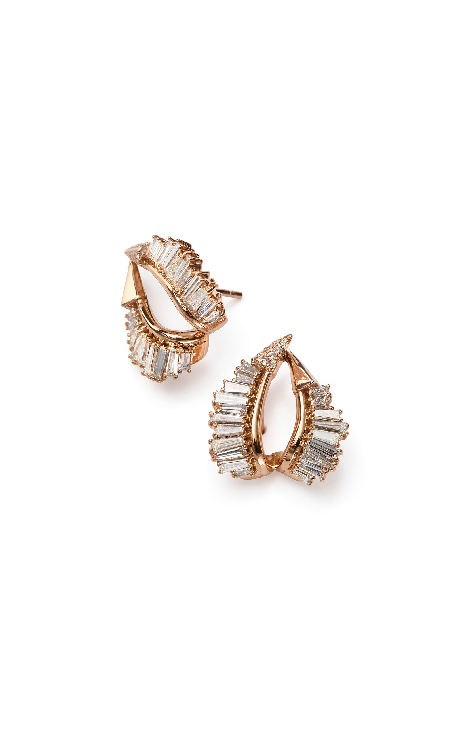 Nak Armstrong 20k Recycled Rose Gold Double Ruched Earrings In White