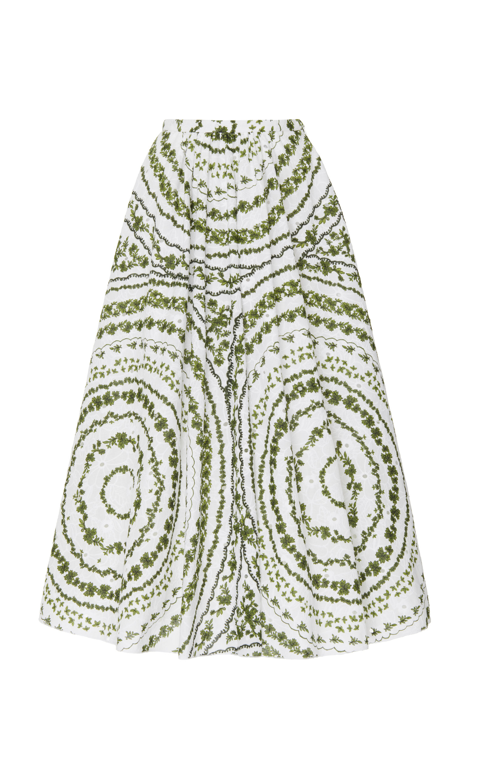 Giambattista Valli Women's Floral Cotton Broderie Anglaise Midi Skirt