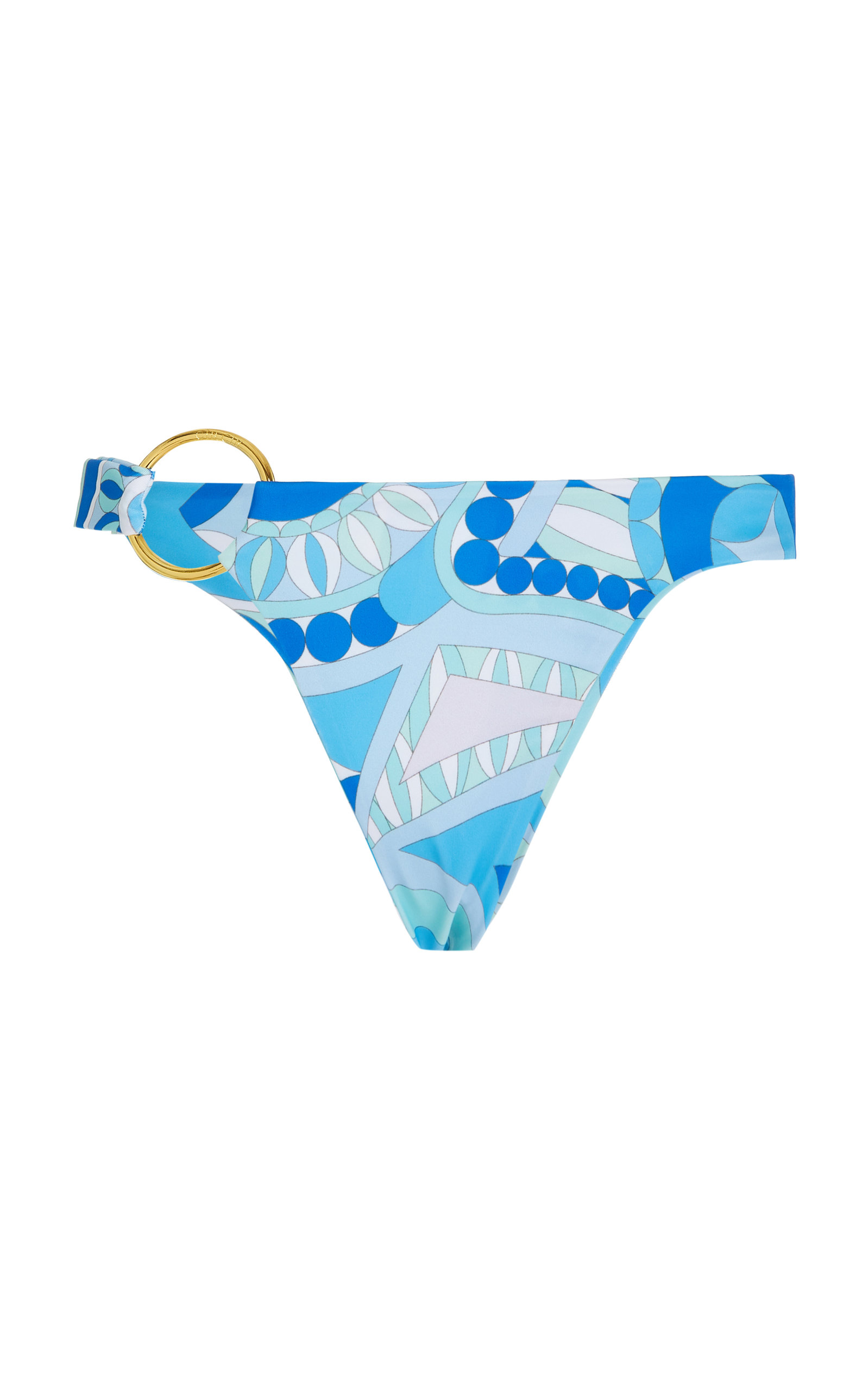 Cin Cin - Women's Escape Ring-Detailed Printed Bikini Bottom - Print/blue - Moda Operandi