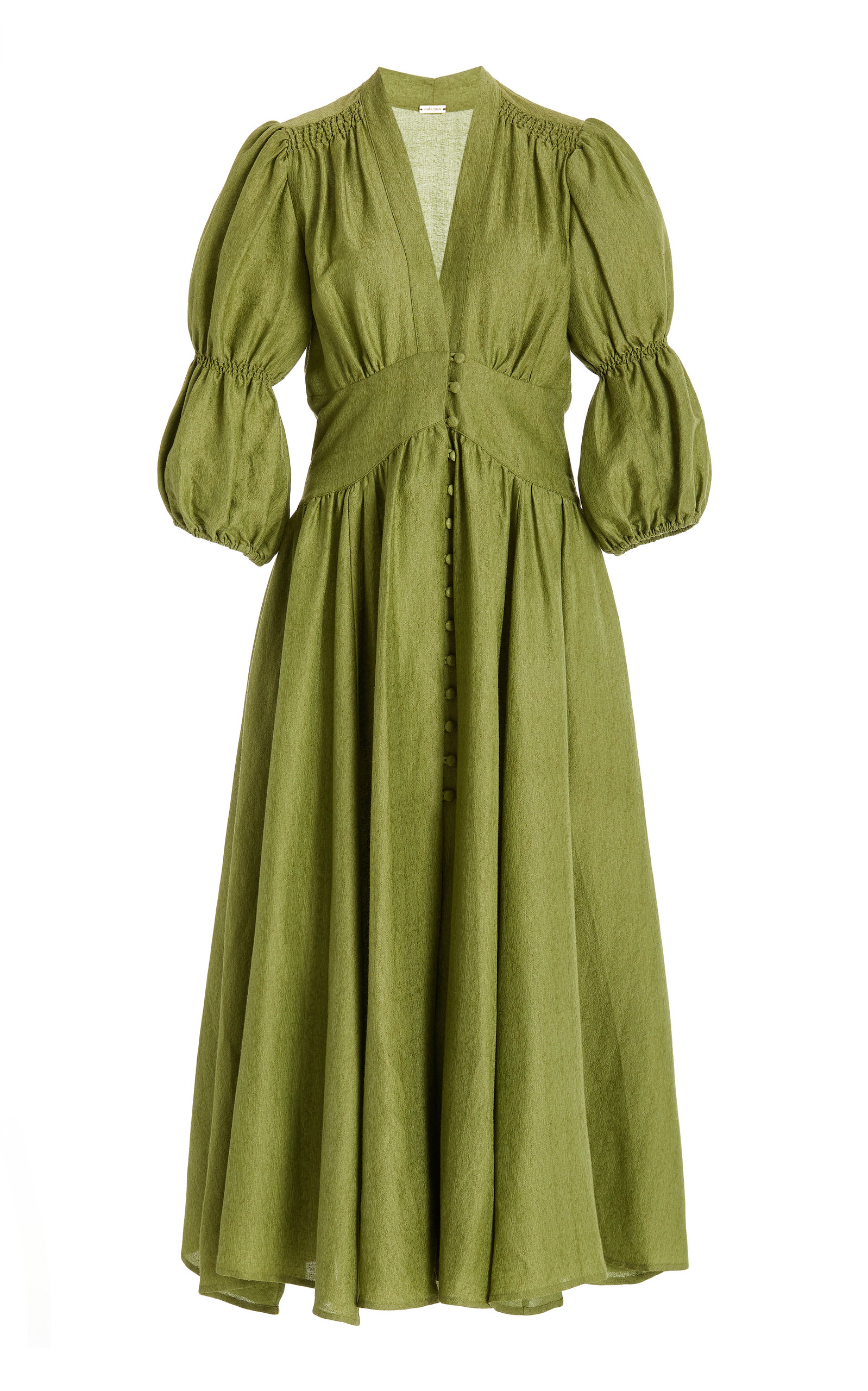 Cult Gaia - Women's Willow Woven Button-Front Midi Dress - Green - Moda Operandi