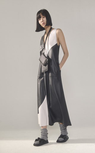 Delen Two-Tone Leather Midi Dress展示图