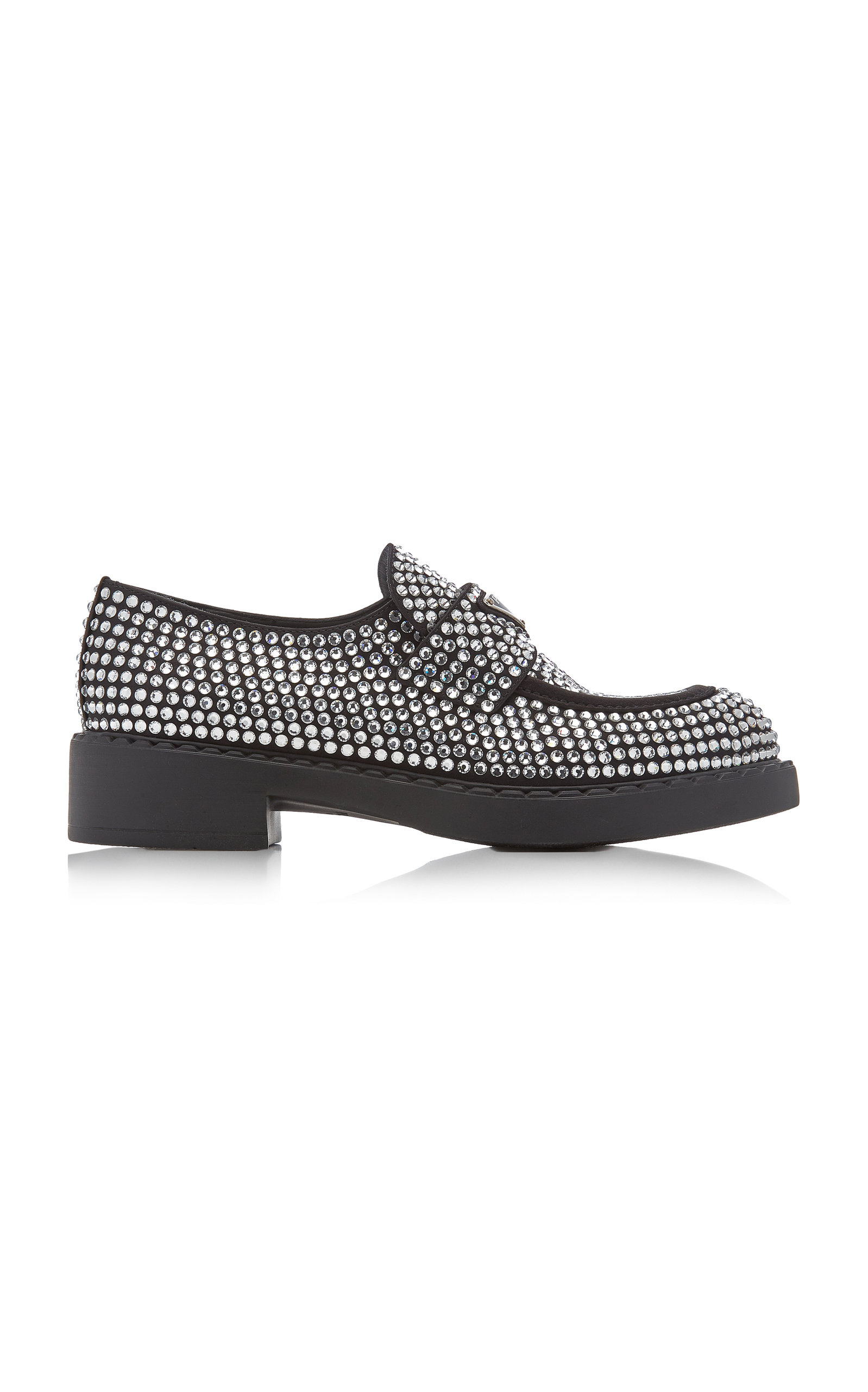 Prada - Women's Crystal-Embellished Leather Loafers - Silver - IT 37 - Moda Operandi