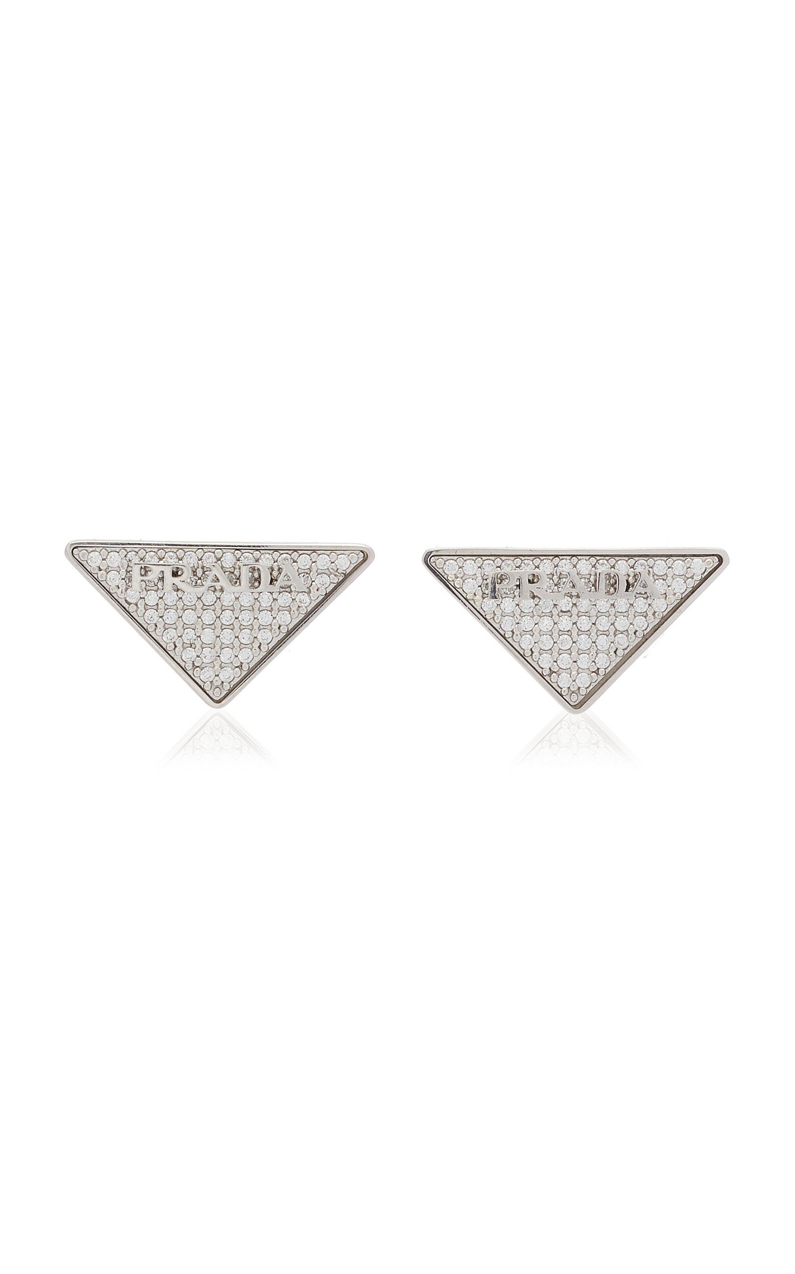 Crystal-Embellished Sterling Silver Logo Earrings