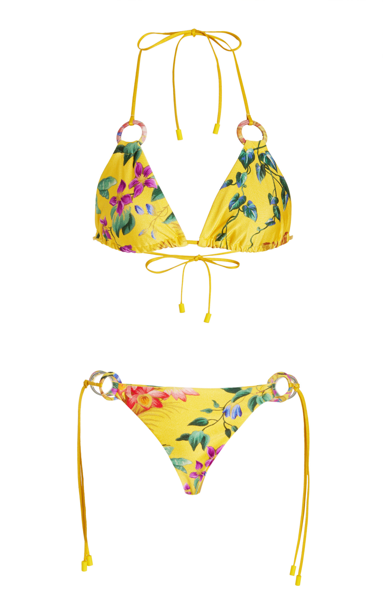 Zimmermann Tropicana Ring Floral Triangle Bikini Set In Yellow,blue ...