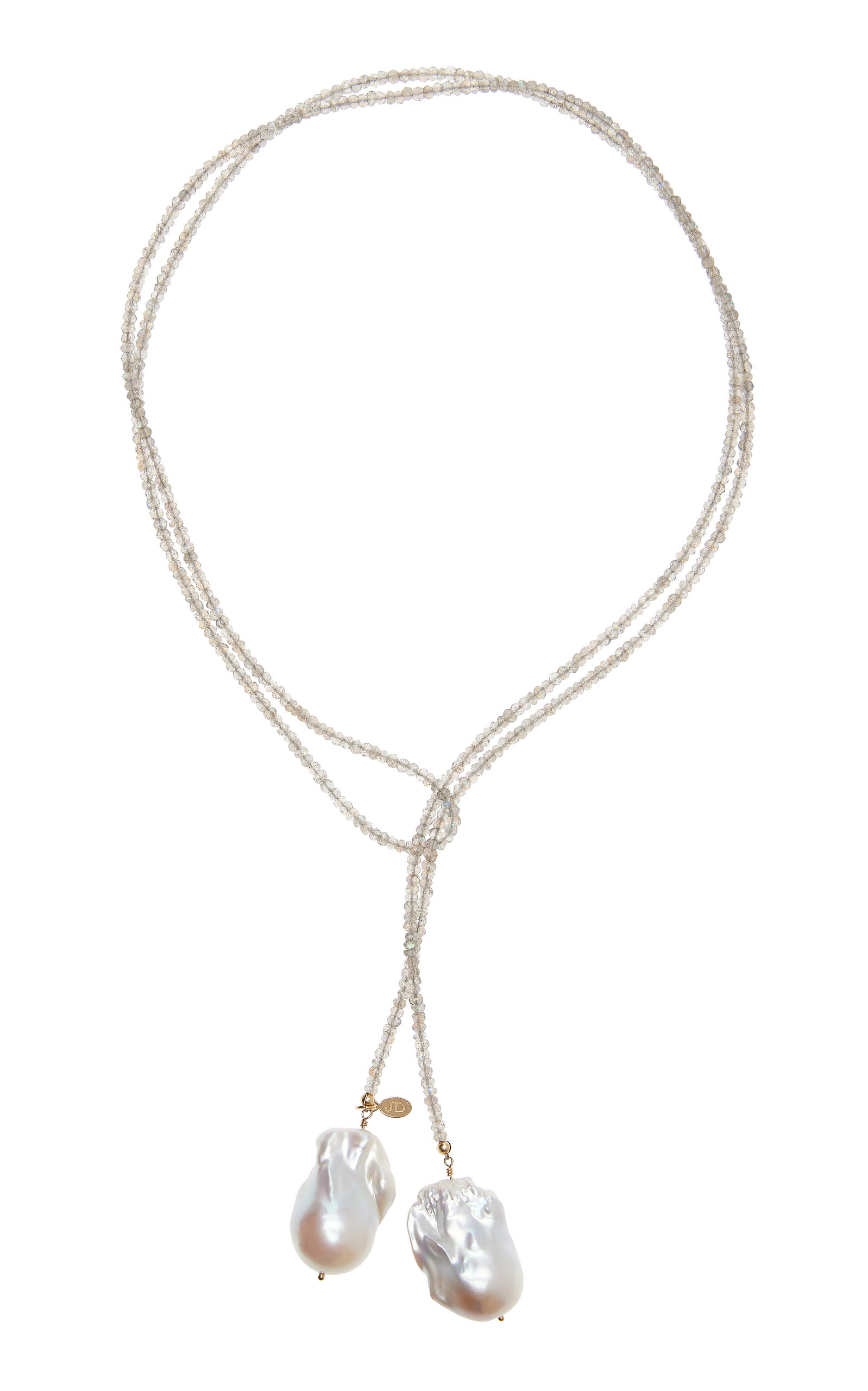 Pearl; Labradorite Gold-Filled Lariat Necklace