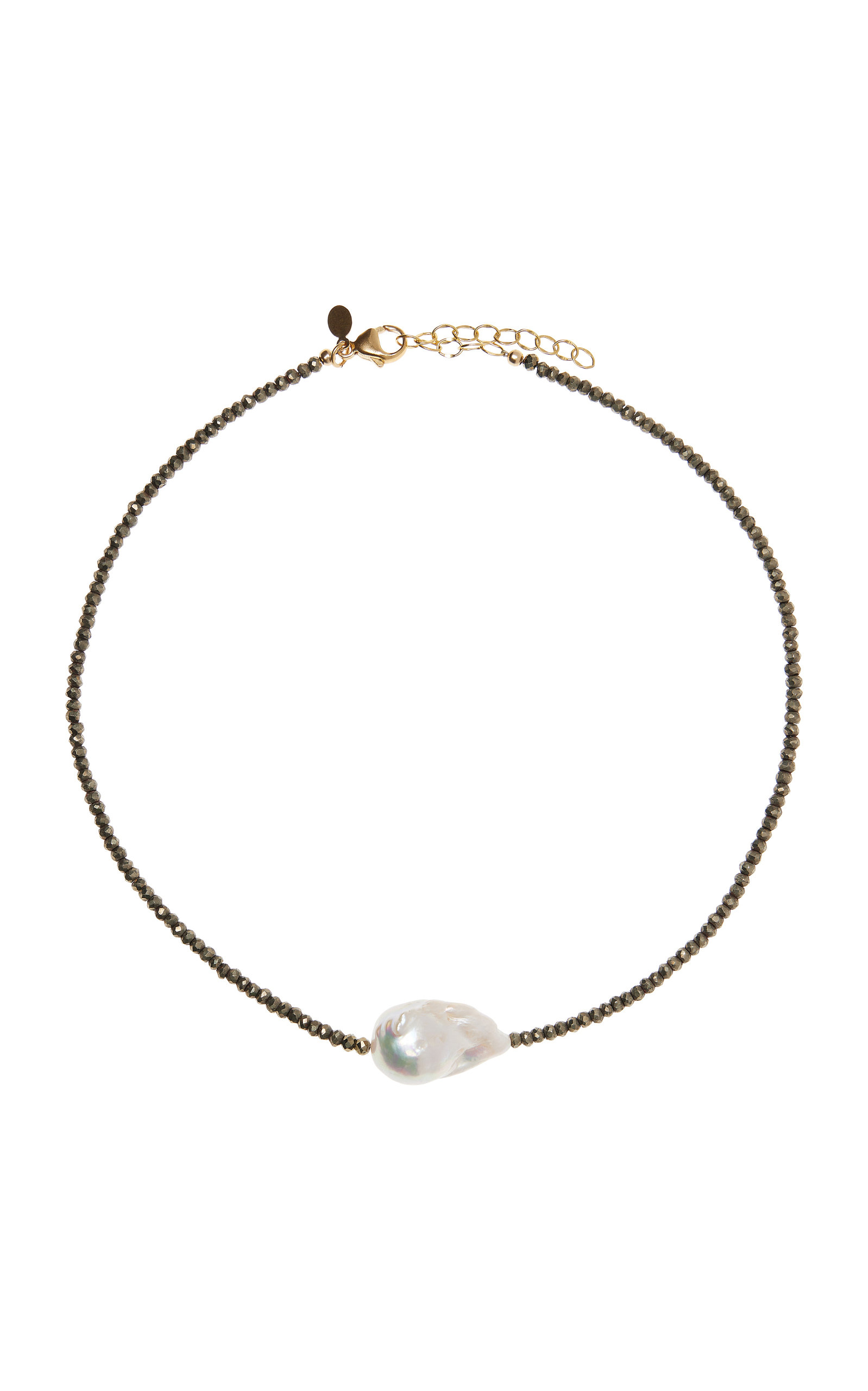 Pearl; Pyrite Gold-Filled Necklace