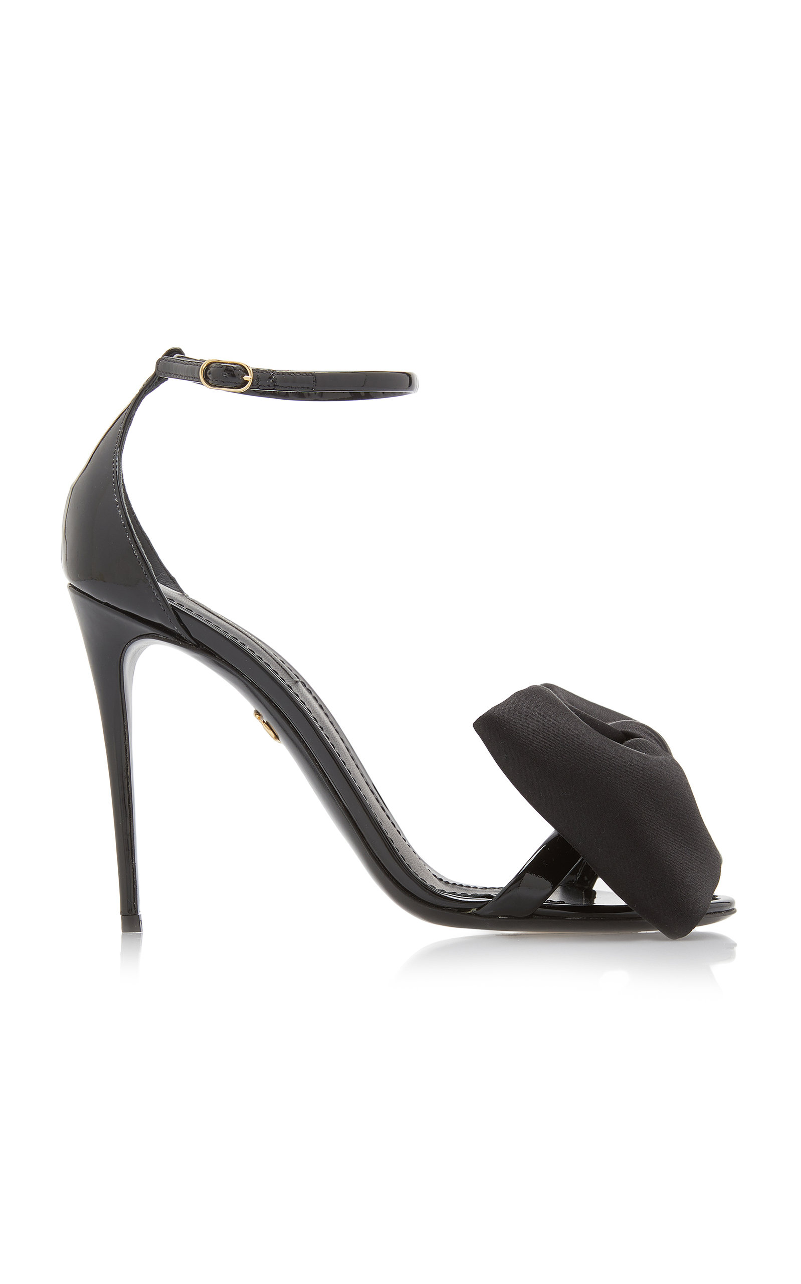 Dolce & Gabbana - Women's Bow-Embellished Patent Leather Sandals - Black - IT 36 - Moda Operandi