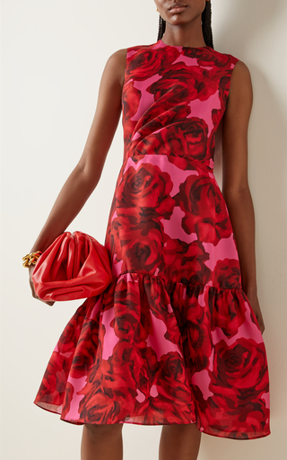 Floral-Printed Silk A-Line Dress展示图
