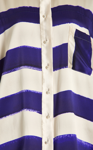 Oxbury Cutout-Sleeve Striped Silk Shirt展示图