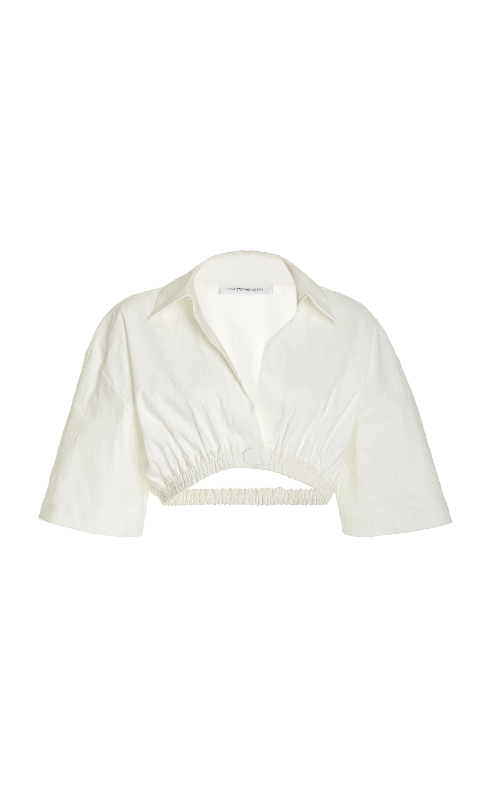Christopher Esber - Women's Cropped Linen-Blend Shirt - White - Moda Operandi