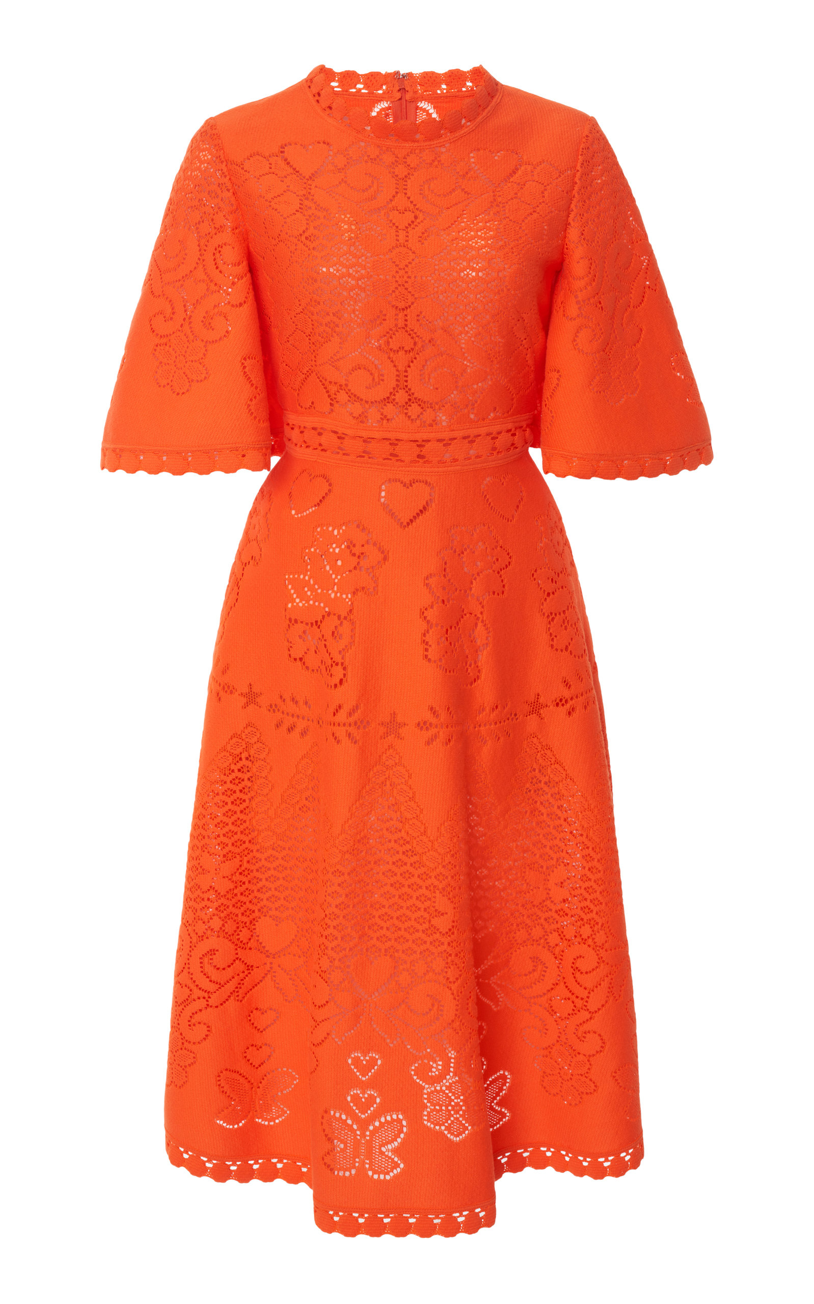 Valentino Women's Crocheted Cotton-blend Midi Dress In Orange