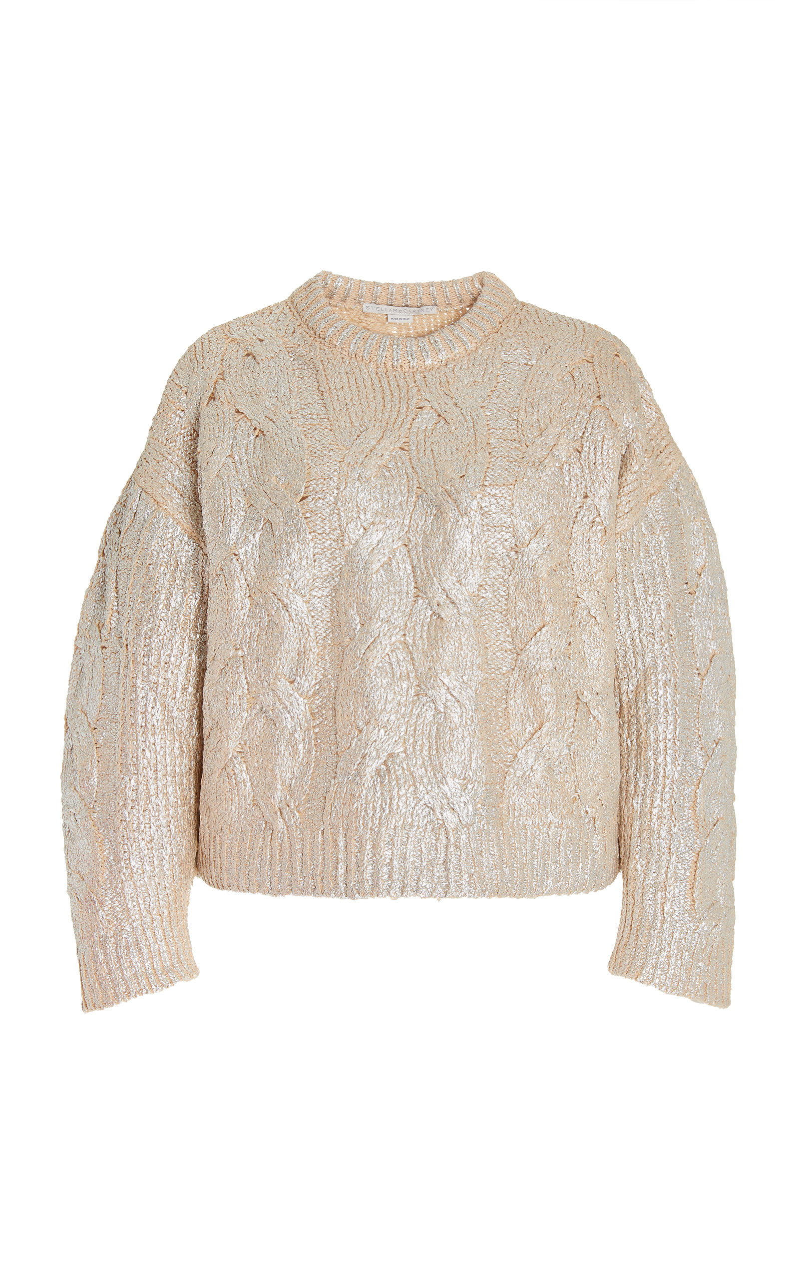 Stella McCartney Women's Foiled Cable-Knit Cotton Sweater