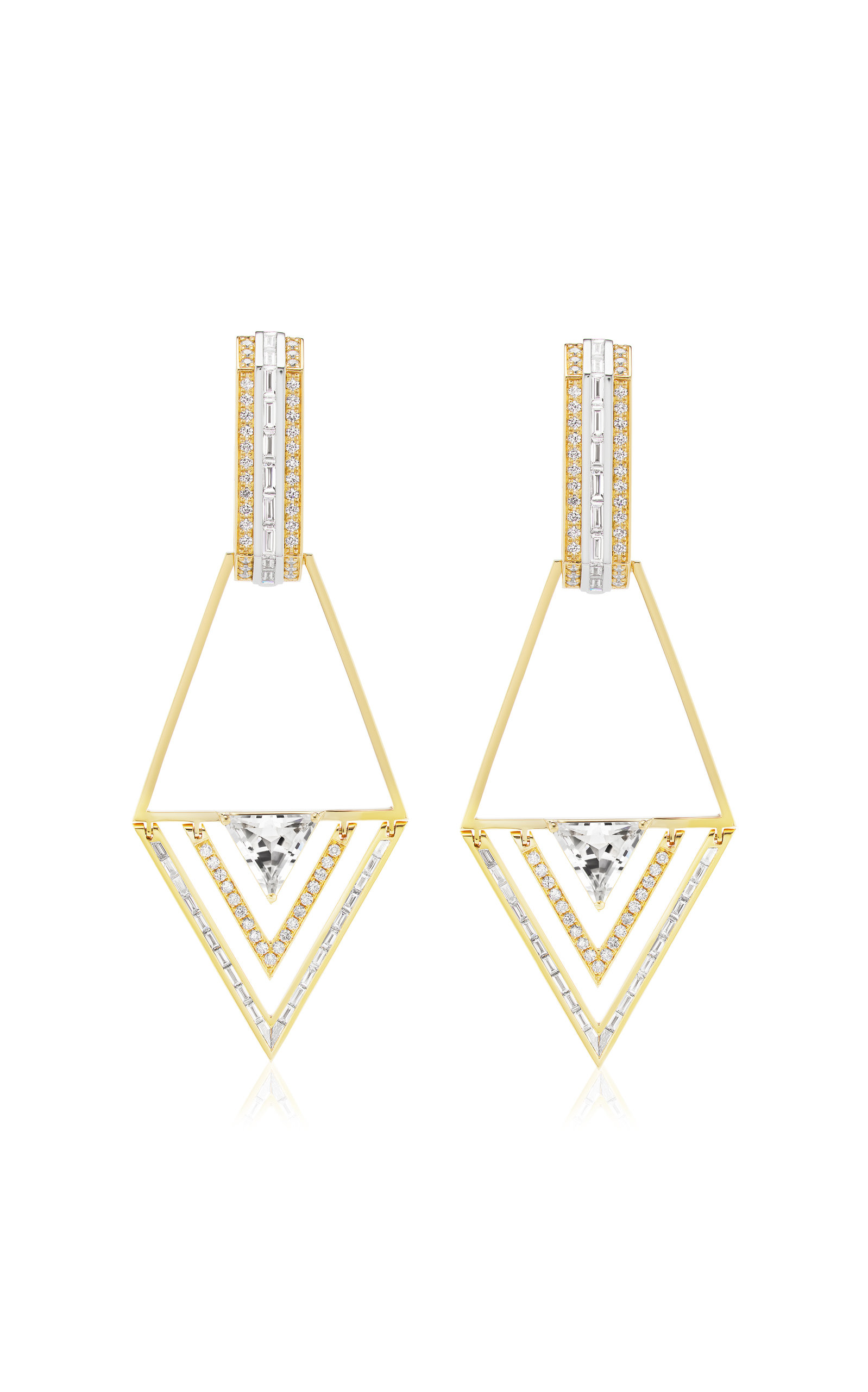 Emily P. Wheeler Women's Deco 18K Yellow and White Gold Topaz; Diamond Earrings
