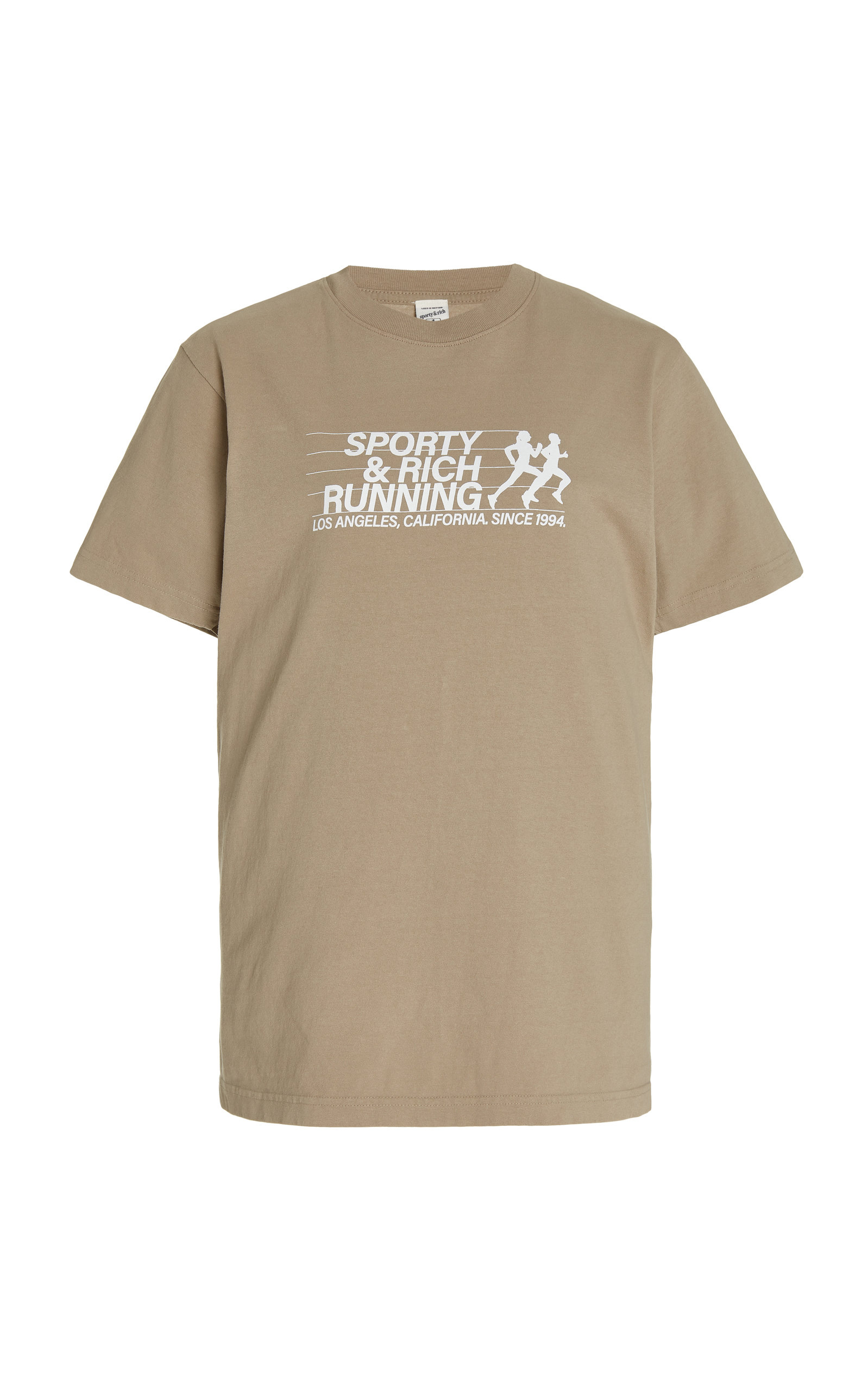 Sporty & Rich - Women's S&R Running Cotton T-Shirt - Brown - Moda Operandi