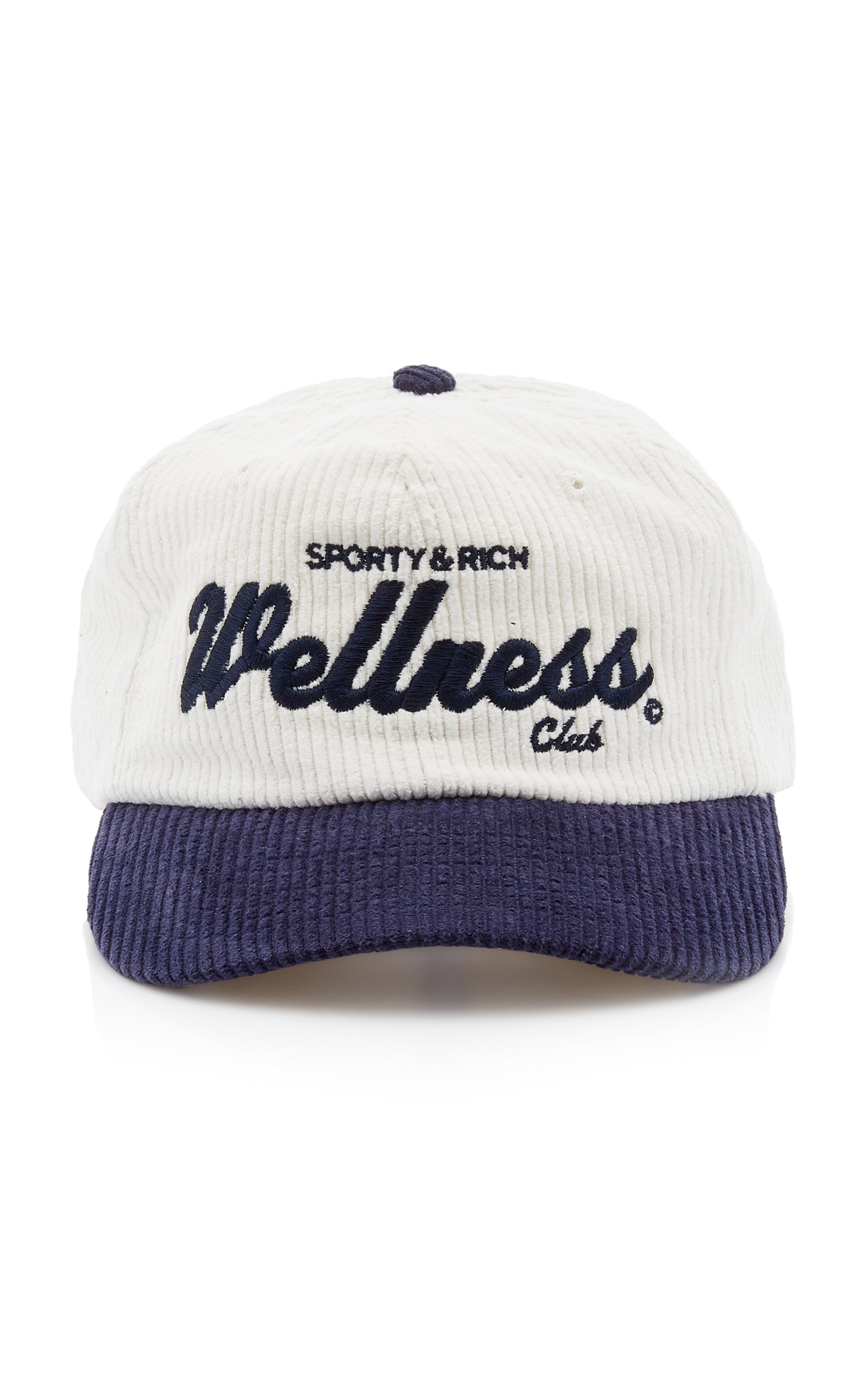 Sporty & Rich - Women's Wellness Club Cotton Corduroy Baseball Hat - Navy - Best Seller - Moda Operandi