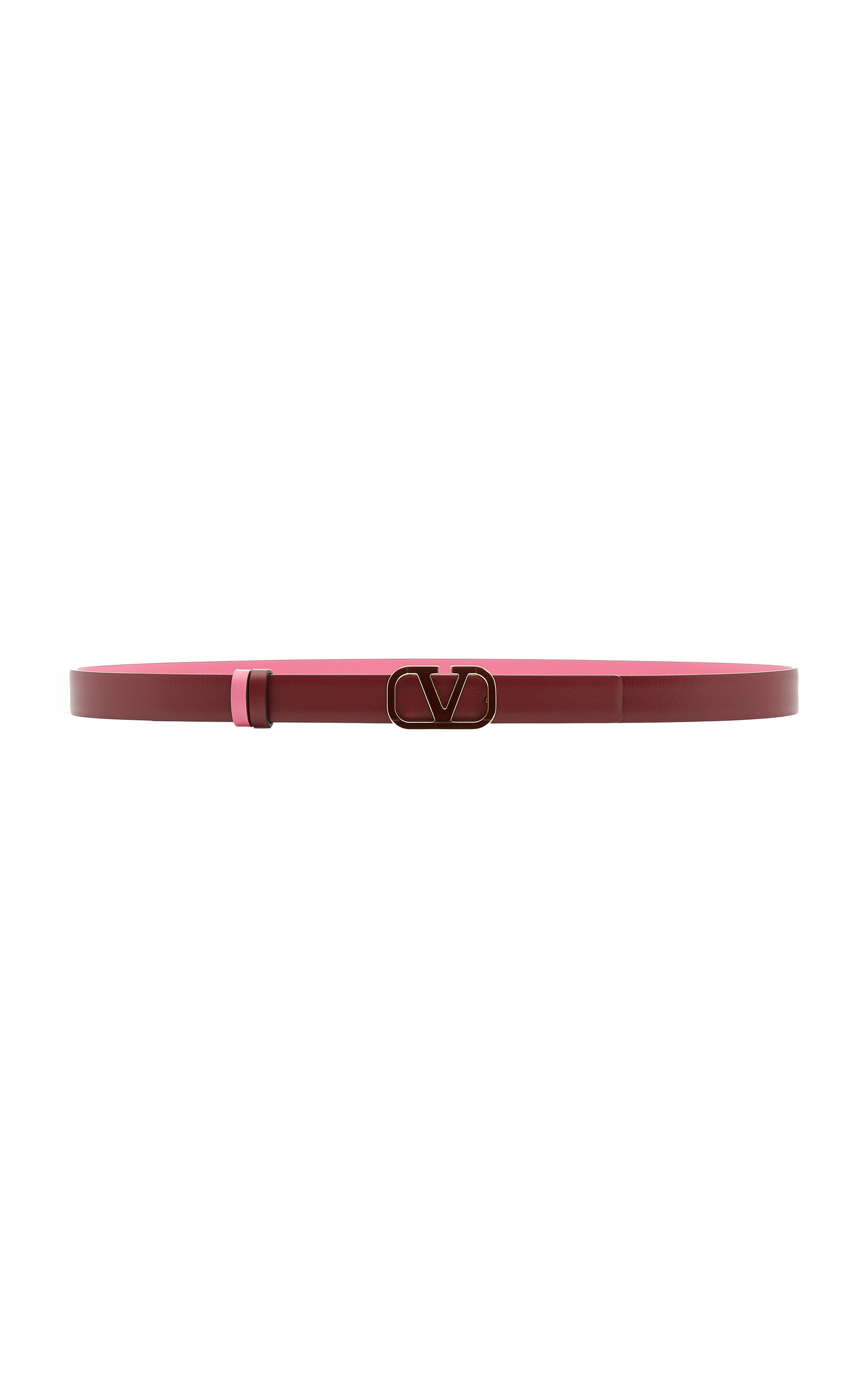 Valentino - Women's Valentino Garavani Logo Reversible Leather Belt - Pink - 65 cm - Moda Operandi