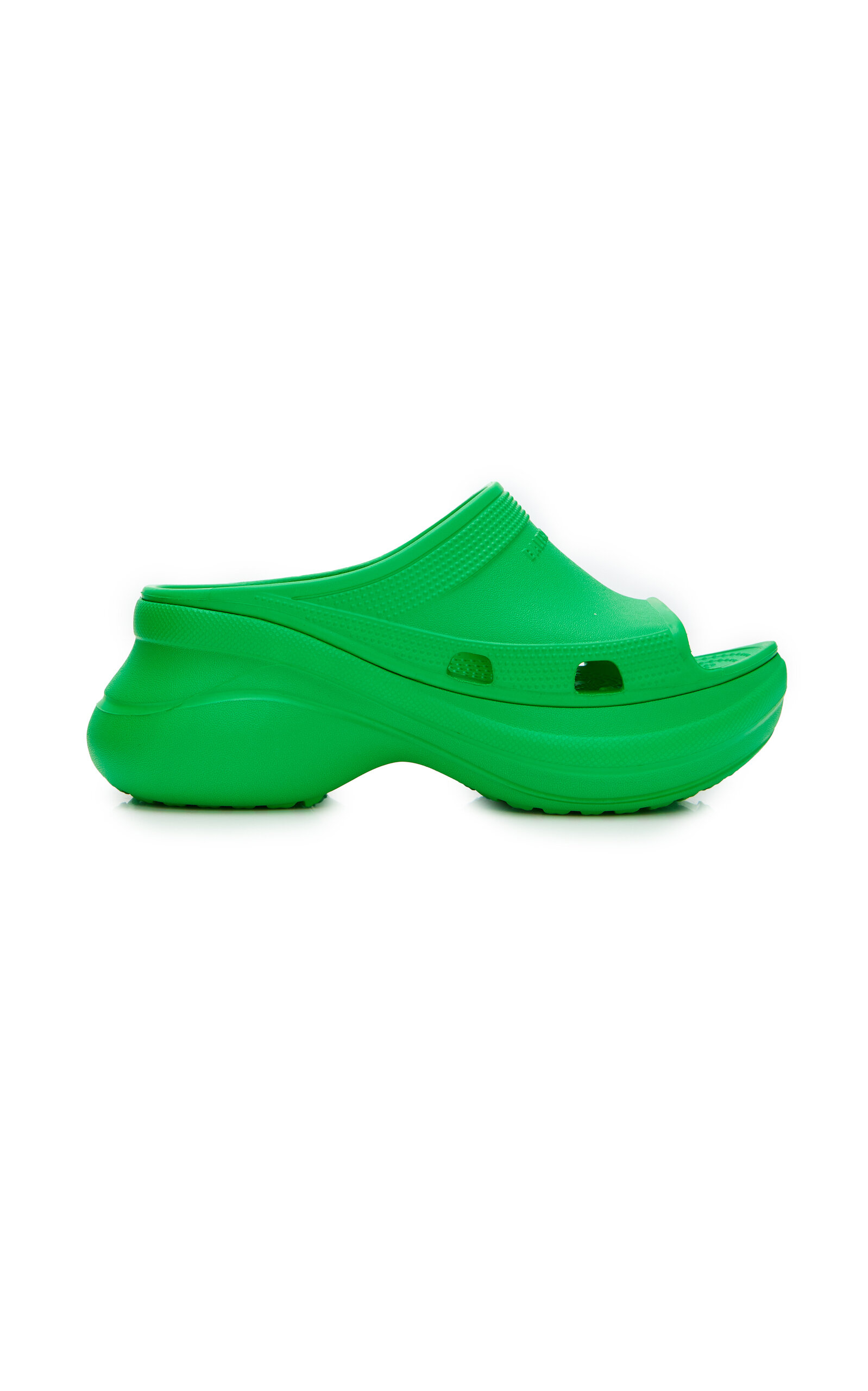 Balenciaga X Crocs Logo-embossed Platform Slides In Green