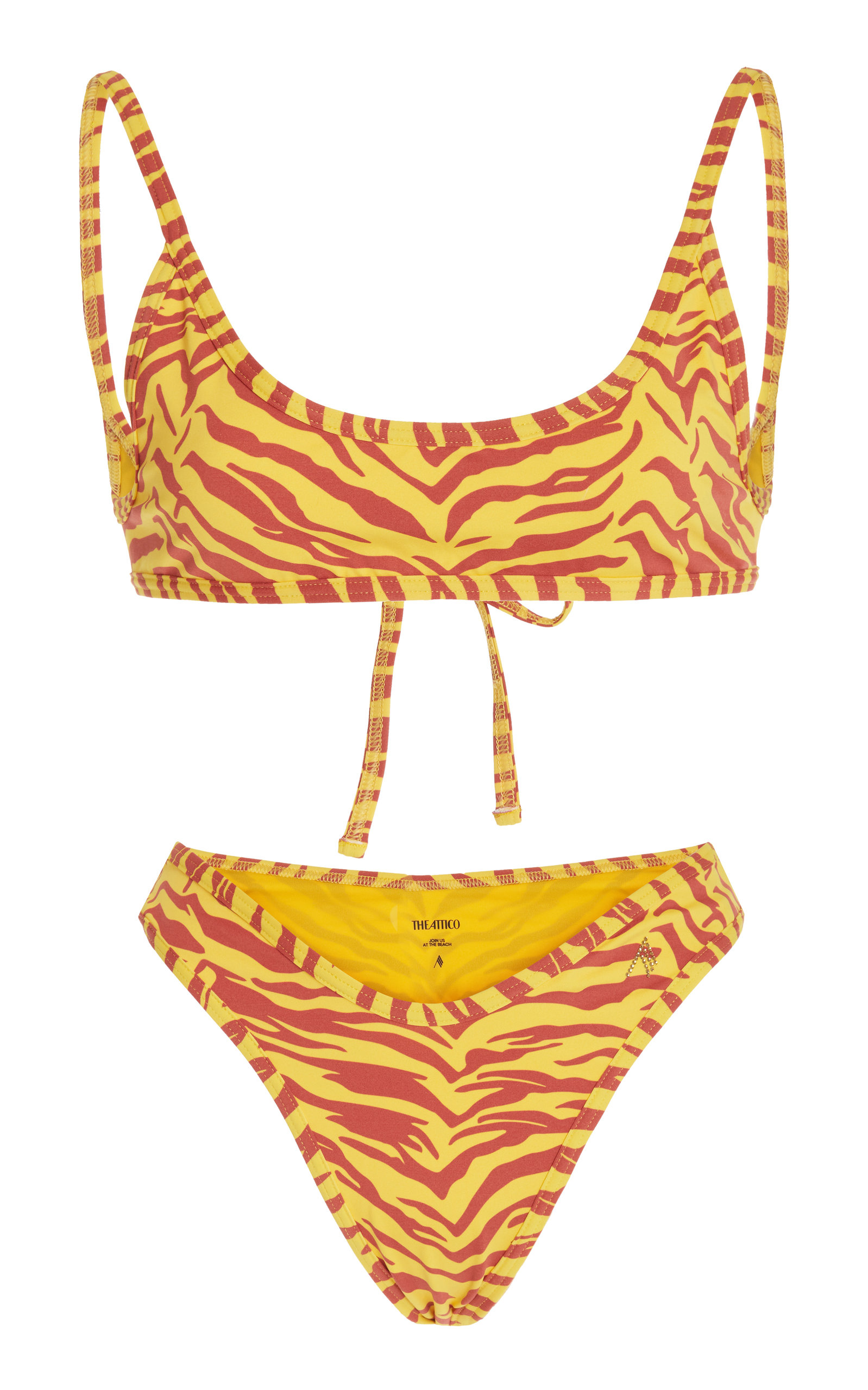 Attico Zebra-print Mid-rise Bikini Set In Blue,print