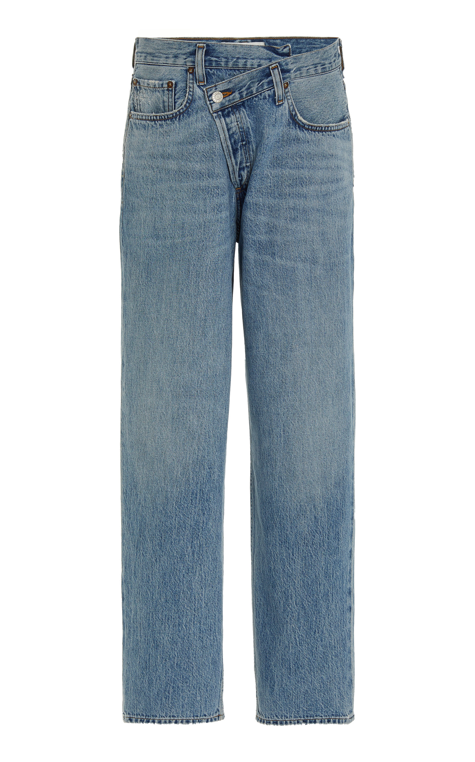 Agolde - Women's Criss-Cross Oversized Rigid High-Rise Wide-Leg Jeans - Medium Wash - Moda Operandi