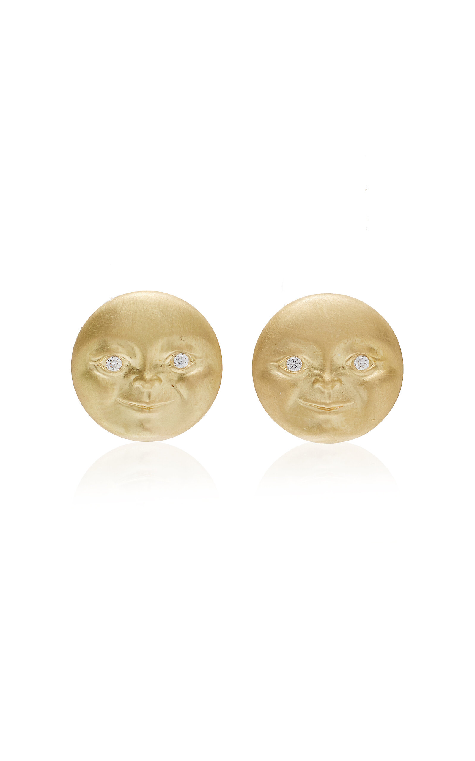 Anthony Lent Women's Moonface 18K Yellow Gold Diamonds Earrings