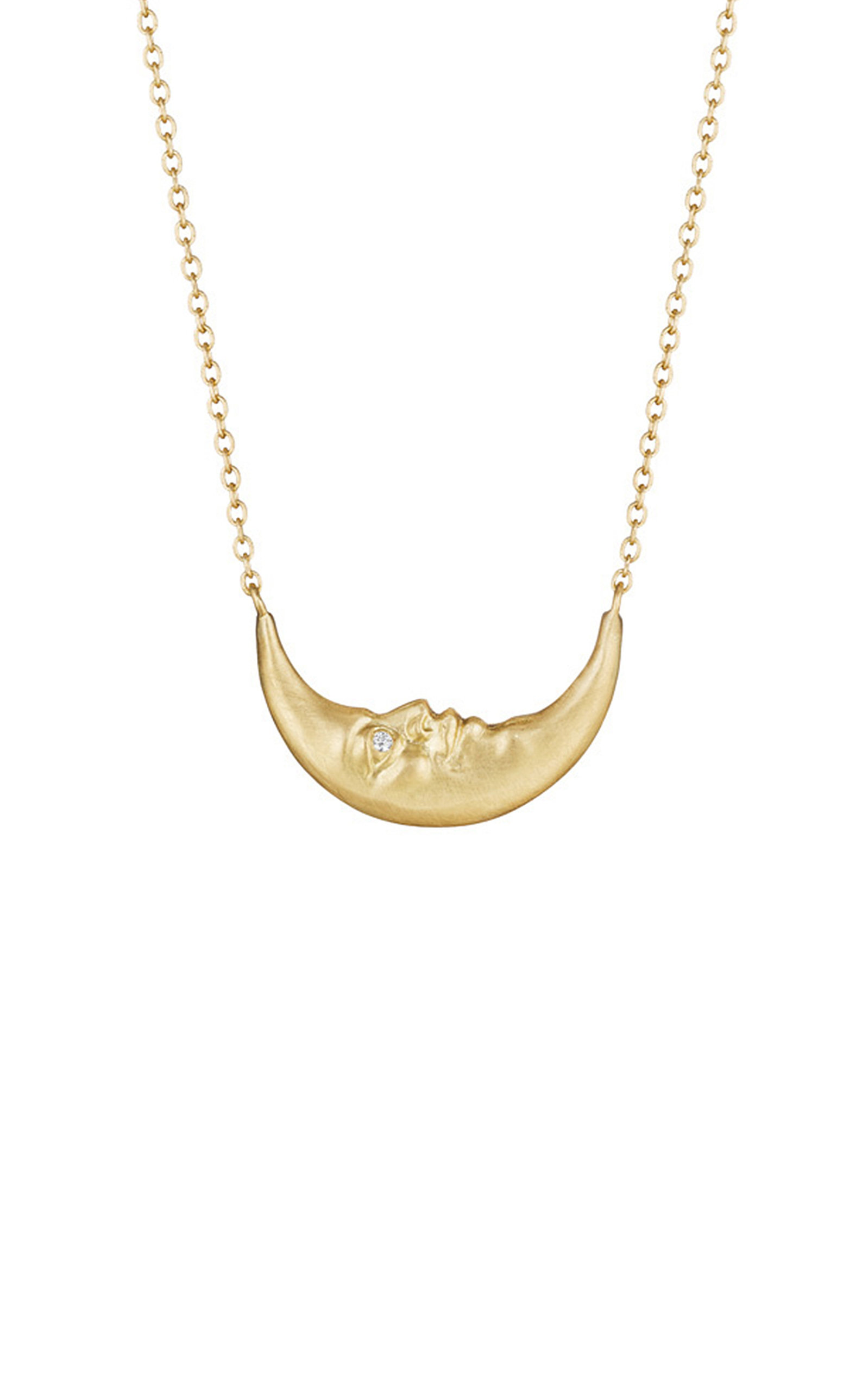 Anthony Lent Women's Crescent Moonface 18K Yellow Gold Diamond Necklace