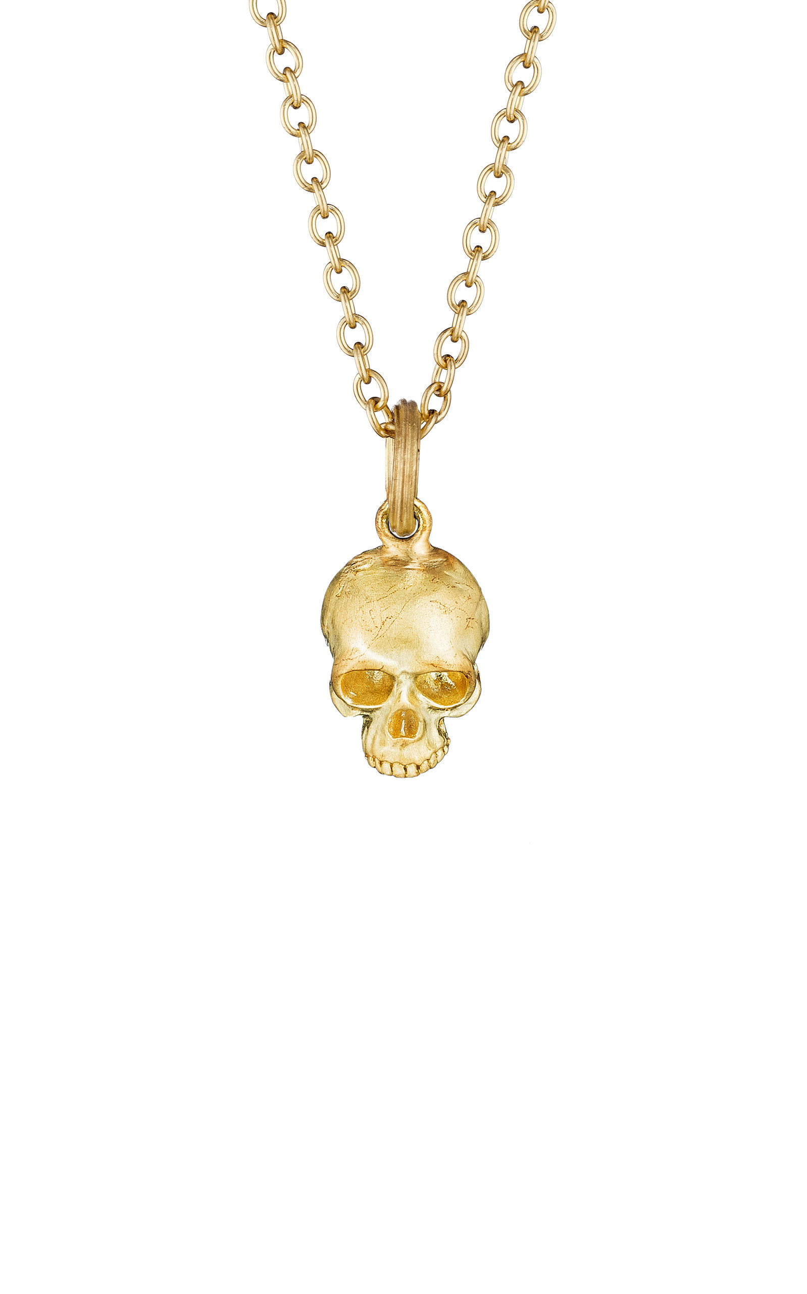 Anthony Lent Women's Small Skull 18K Yellow Gold Necklace