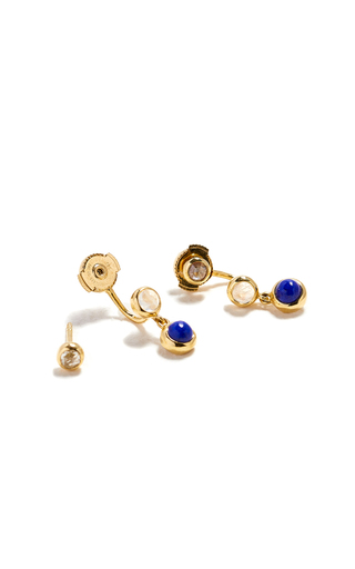 3-Stone Drop 18K Yellow Gold Multi-Stone Earrings展示图