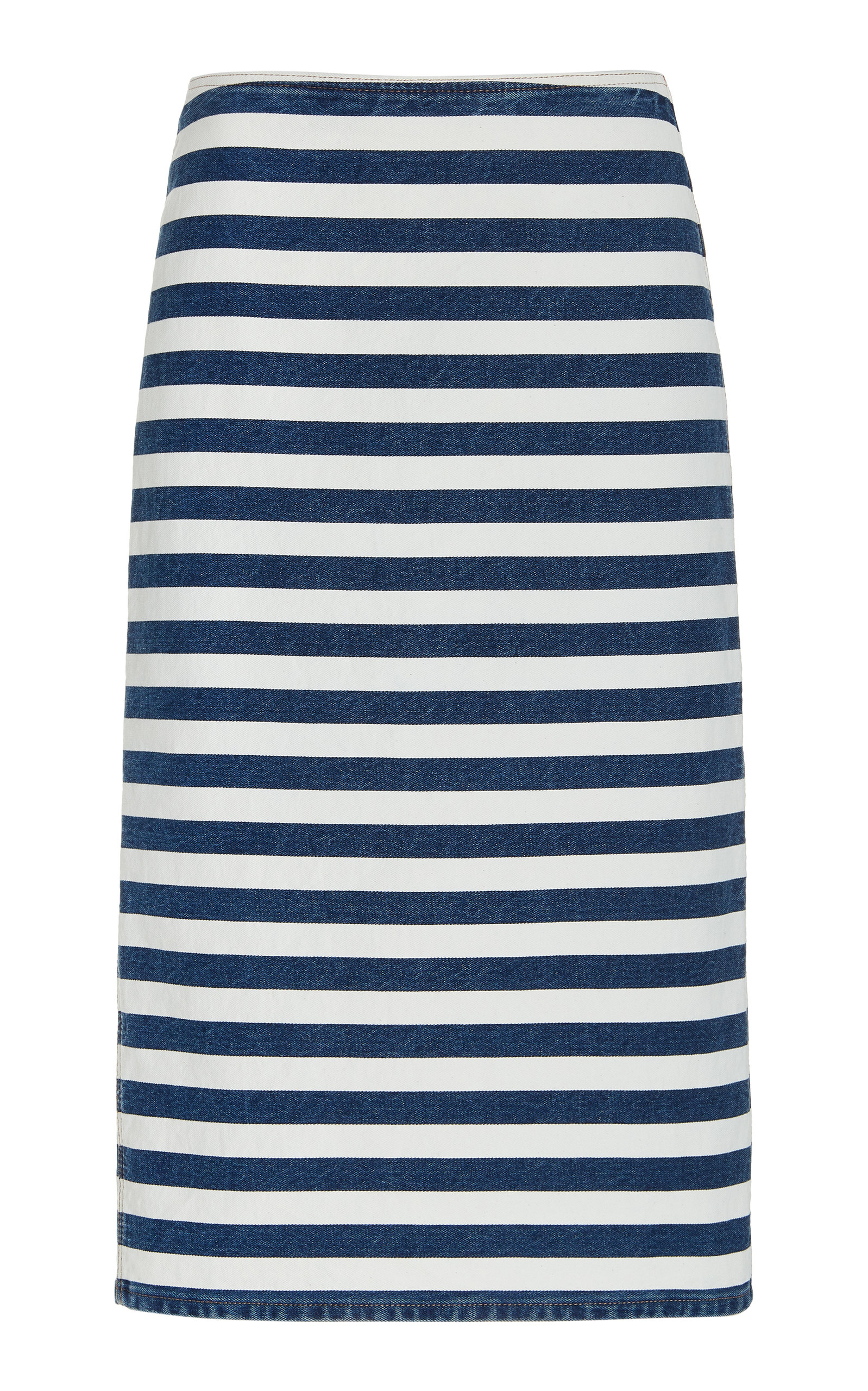 Prada - Women's Striped Denim Pencil Skirt - Stripe - IT 40 - Moda Operandi