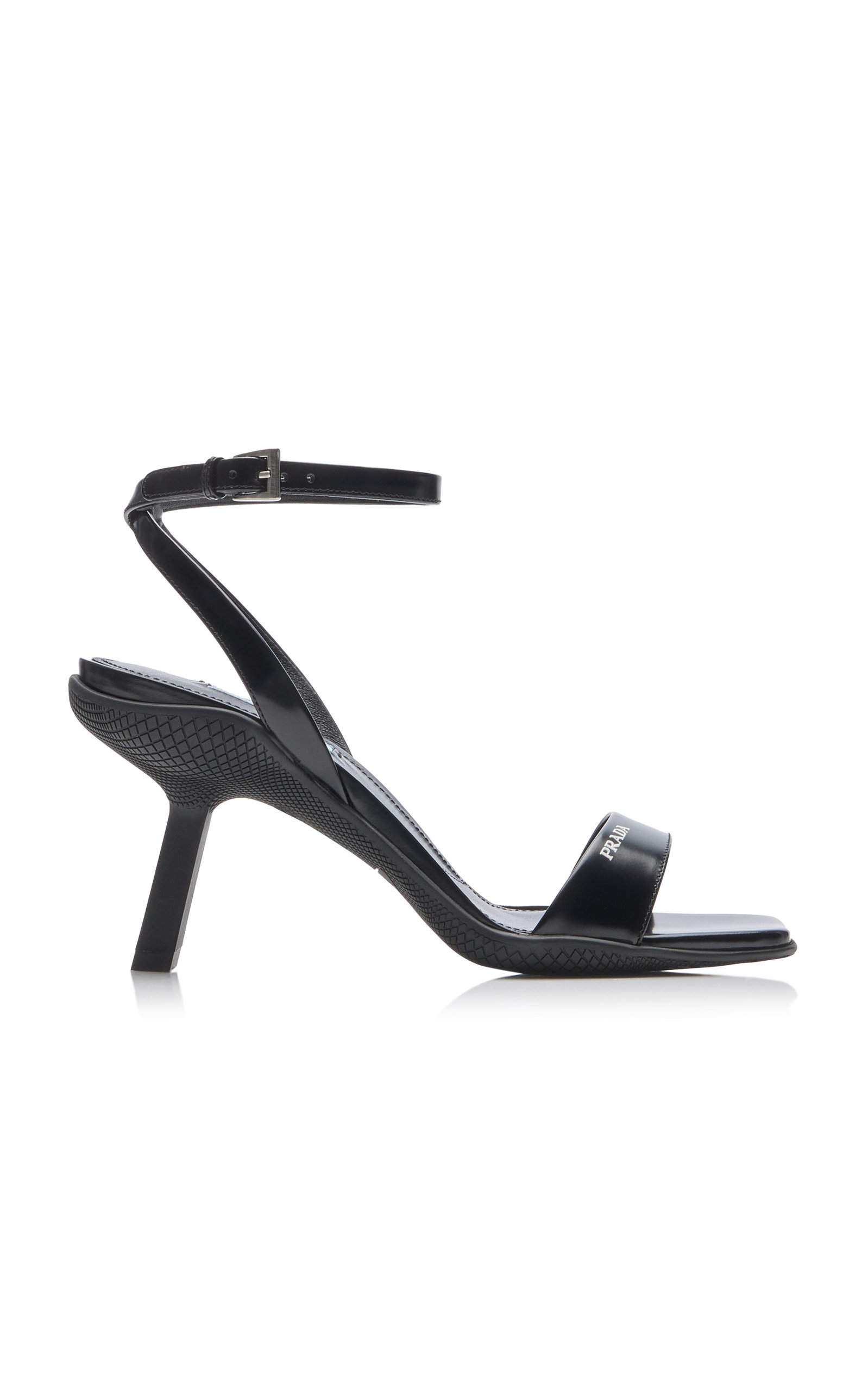 Prada Logo-print Leather Sandals In Black