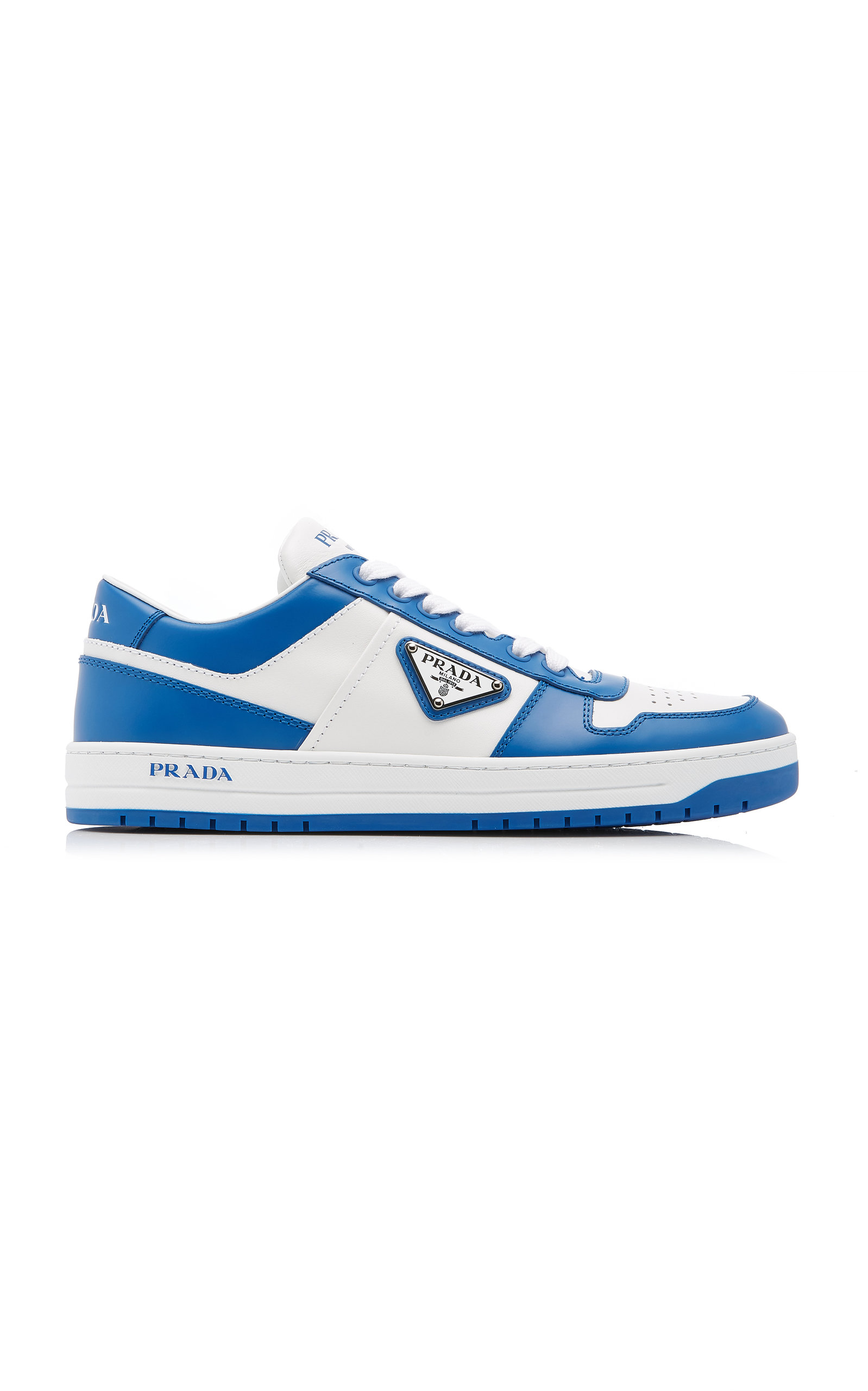 Prada - Women's Cassetta Leather Sneakers - Blue - IT 36 - Moda Operandi