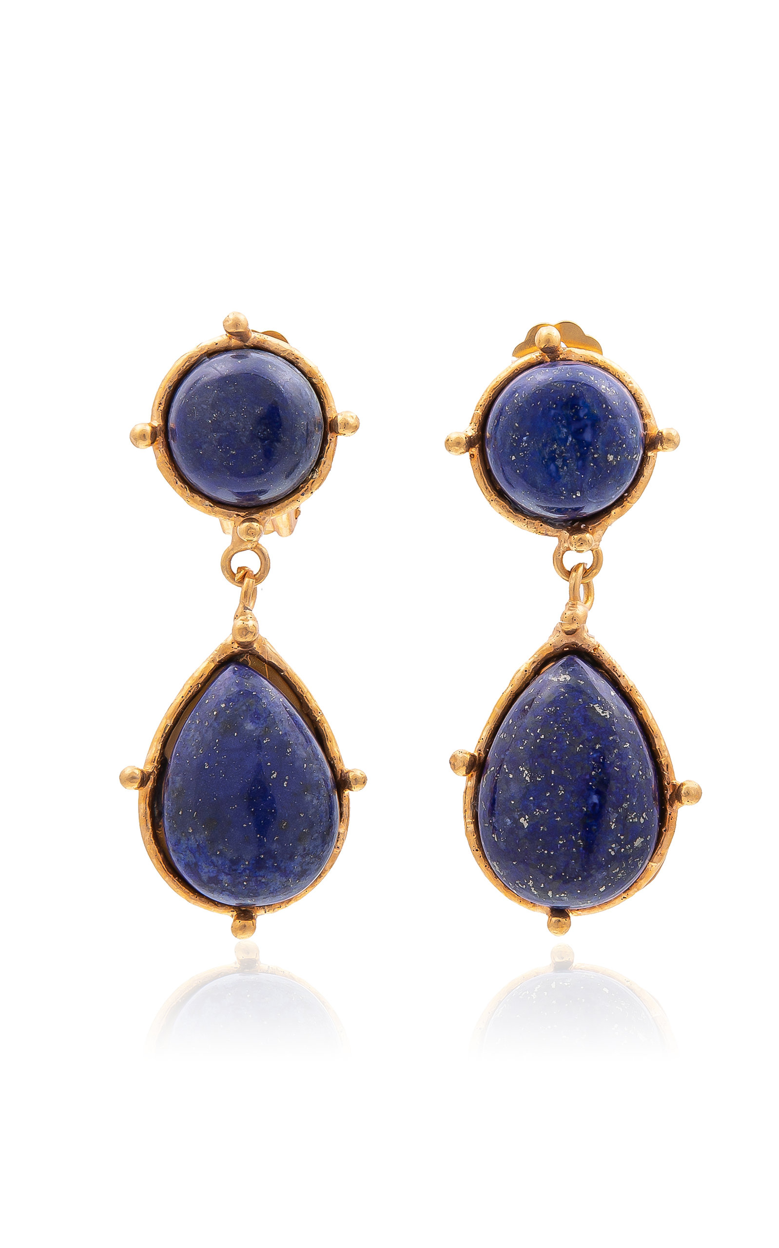 Two Pierres Dots Lapis 22K Gold-Plated Earrings