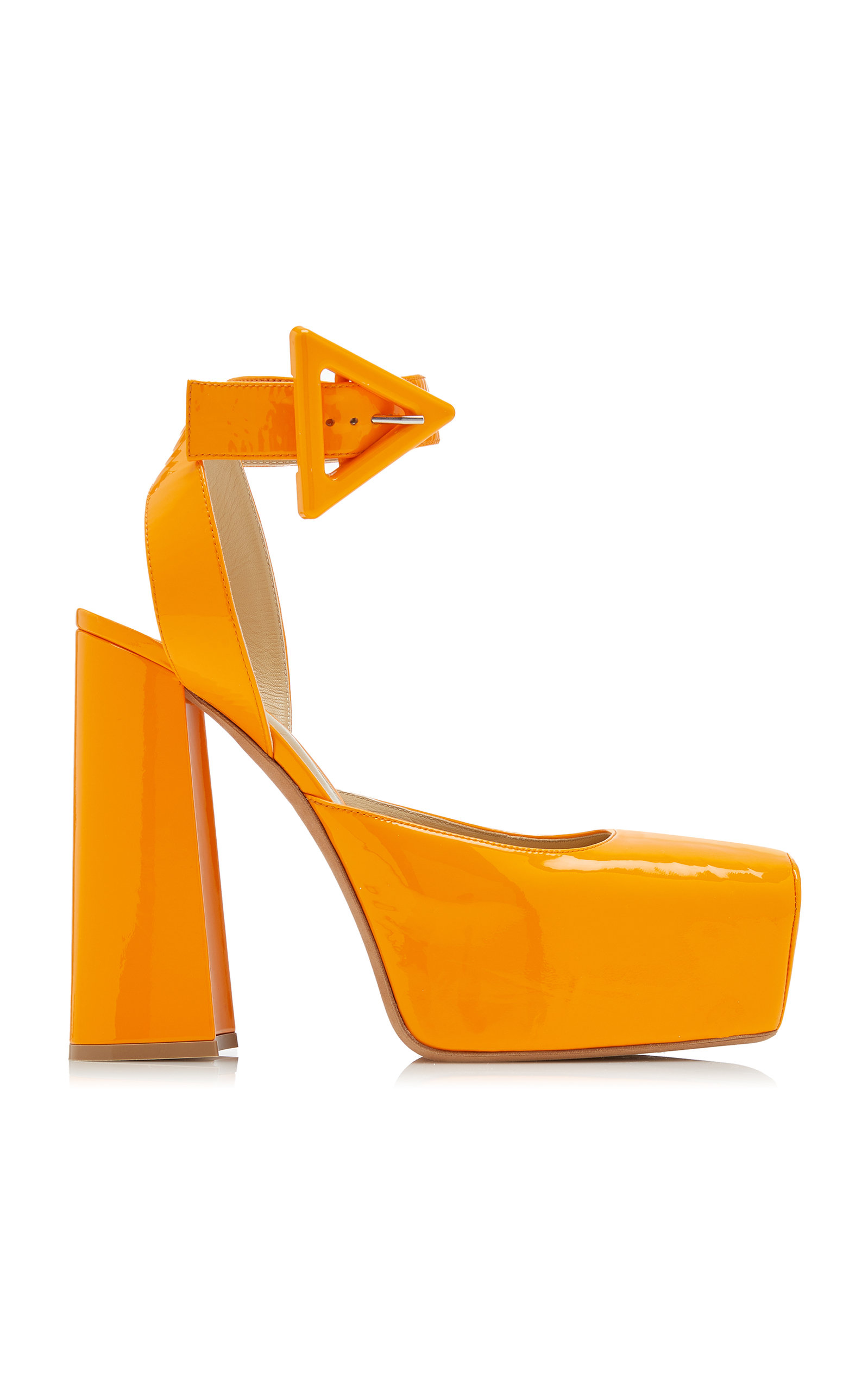 Bottega Veneta - Women's Patent Leather Platform Pumps - Orange - Moda Operandi