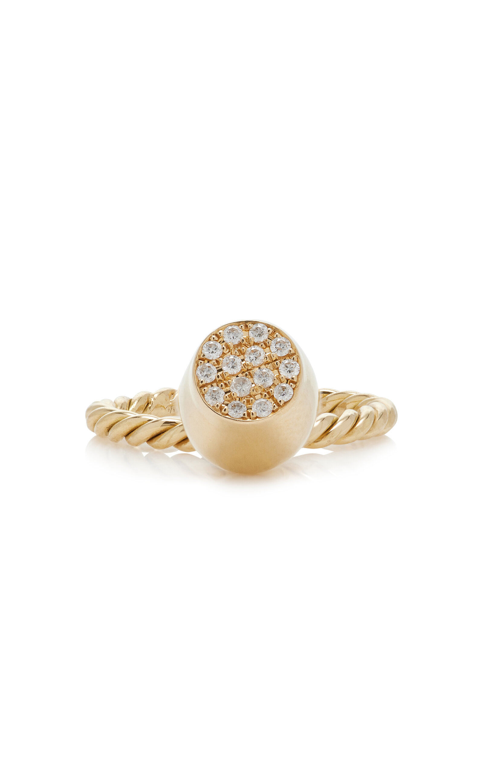18K Yellow Gold Diamond Lune Charm Ring