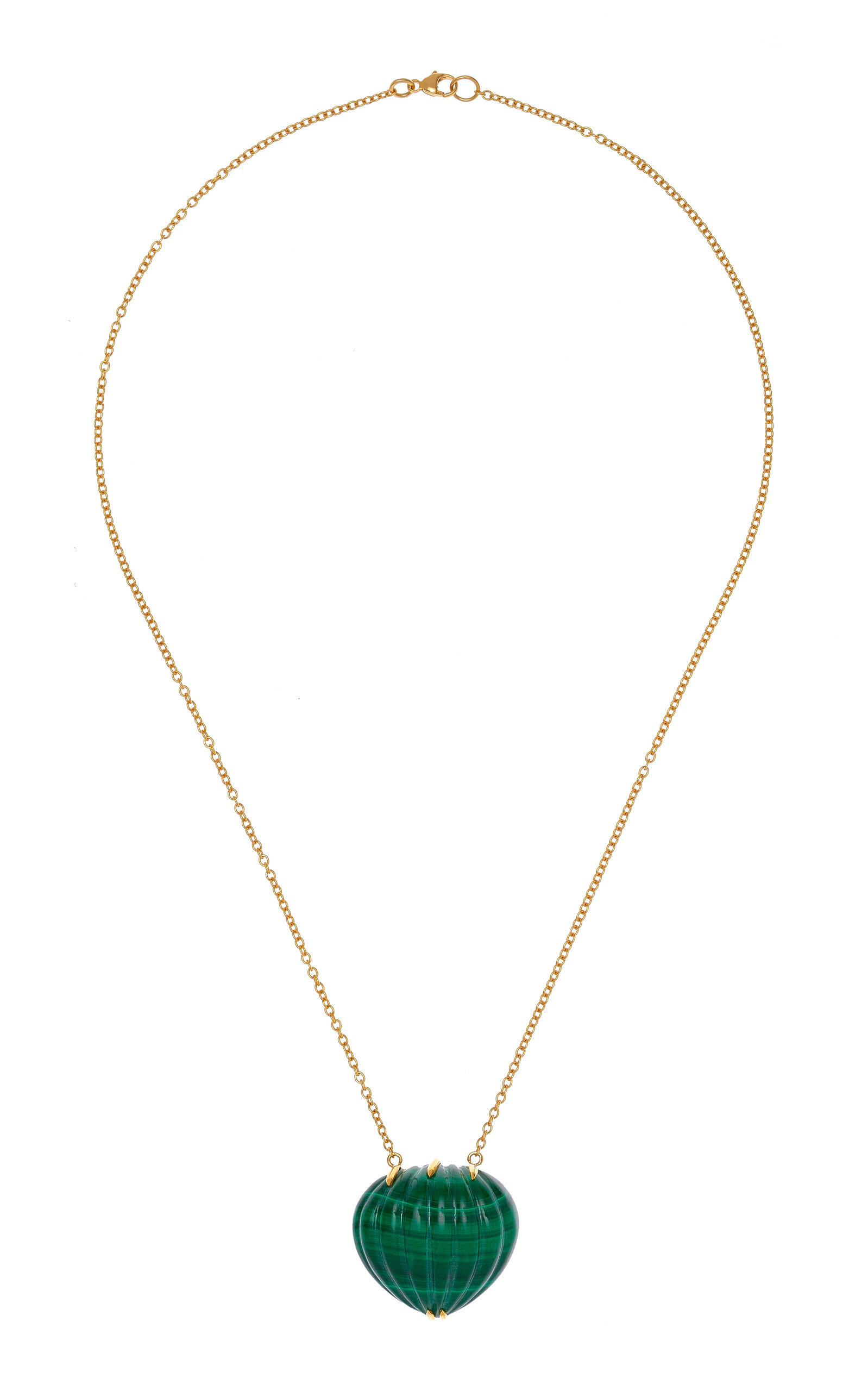 Haute Victoire Women's 18K Yellow Gold Malachite Heart Necklace
