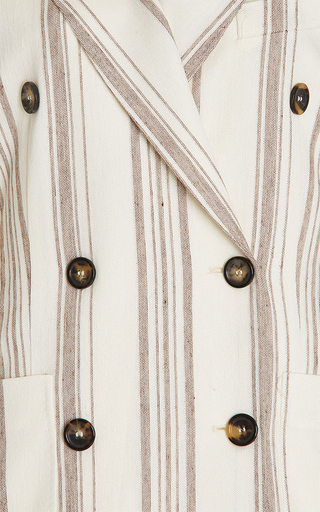 Alloro Striped Cotton-Linen Double-Breasted Blazer展示图