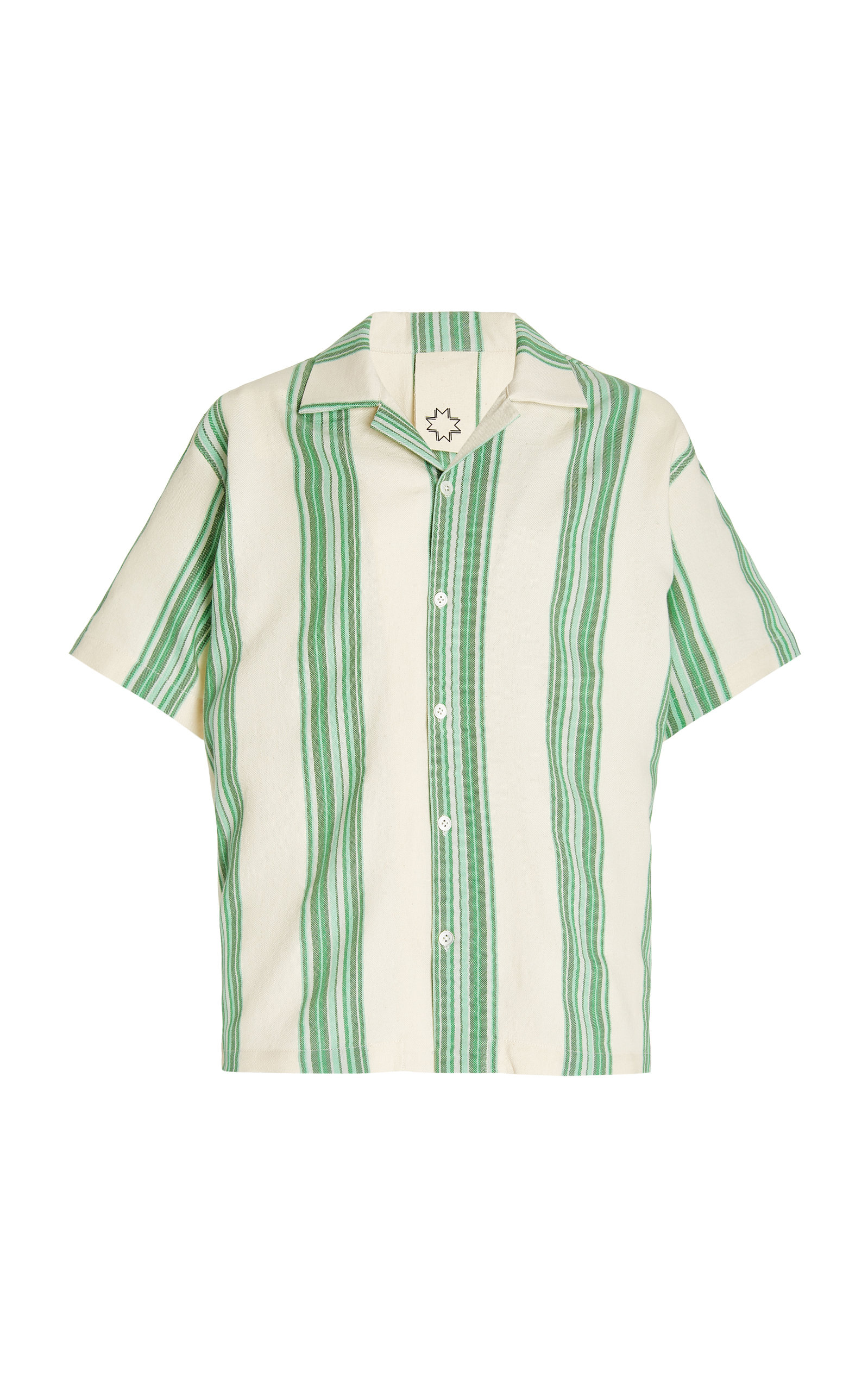 Marrakshi Life Women's Exclusive Oversized Striped Cotton Camp-collar Shirt In Green