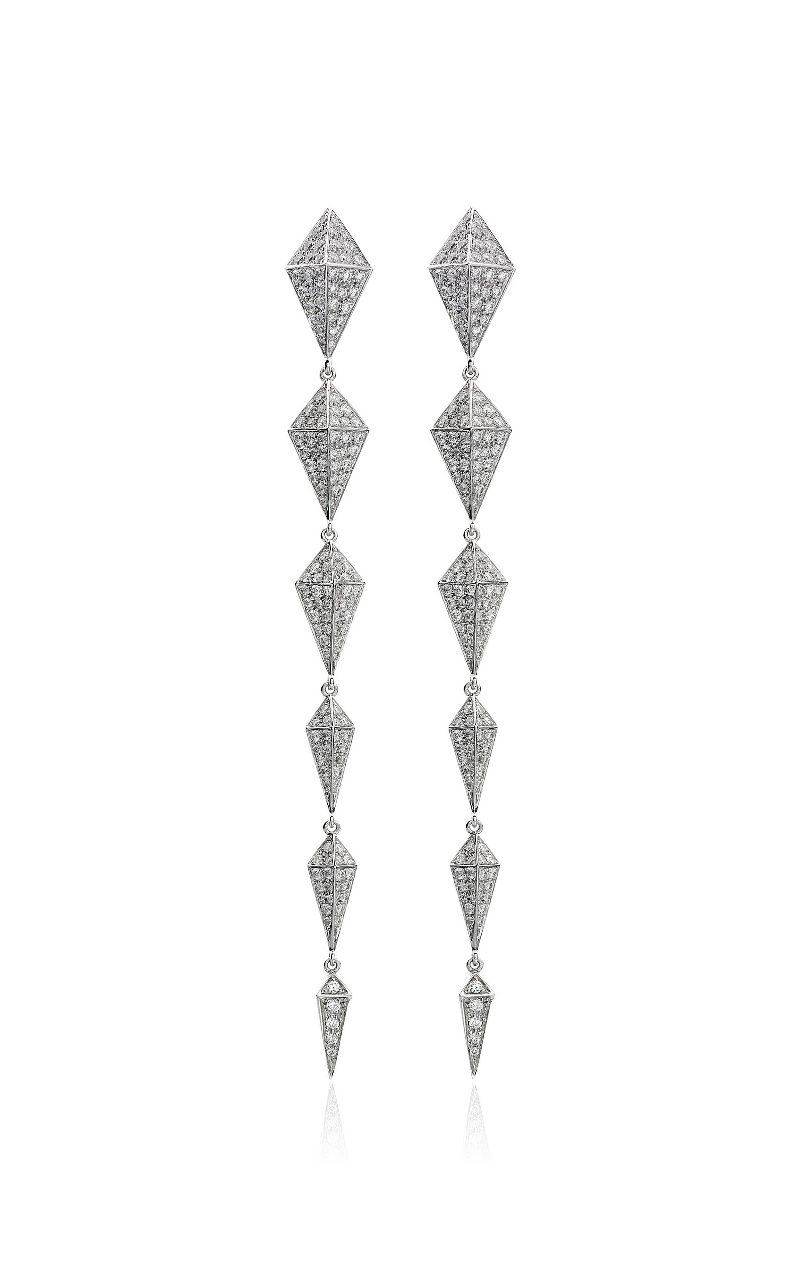Anapsara - Women's Empire State 18K White Gold Diamond Earrings - White - Moda Operandi