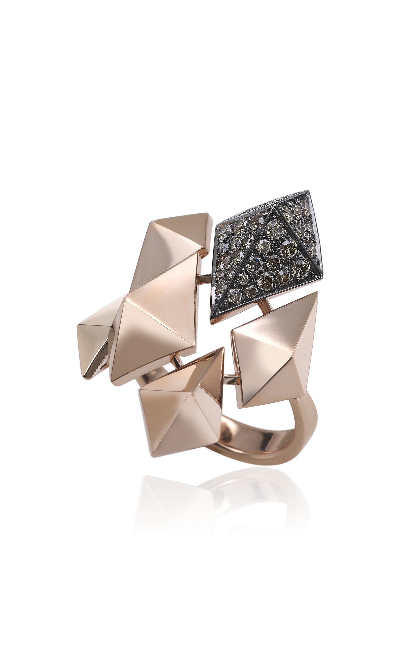 Anapsara - Women's Empire State 18K Rose Gold Diamond Ring - Brown - Moda Operandi