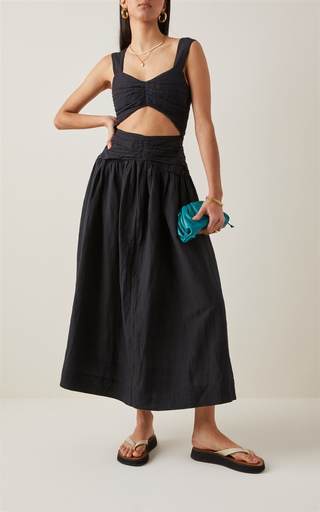 Exclusive Sofia Linen-Cotton Midi Dress展示图