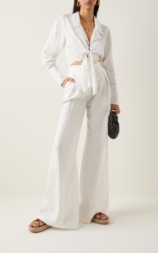 Khloe Knotted Linen Shirt展示图