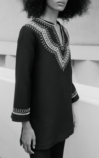 Karine Embroidered Wool-Silk Tunic Dress展示图