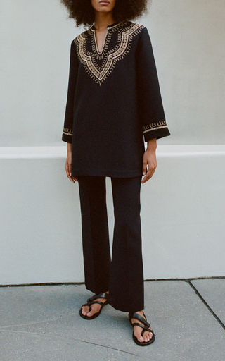 Karine Embroidered Wool-Silk Tunic Dress展示图