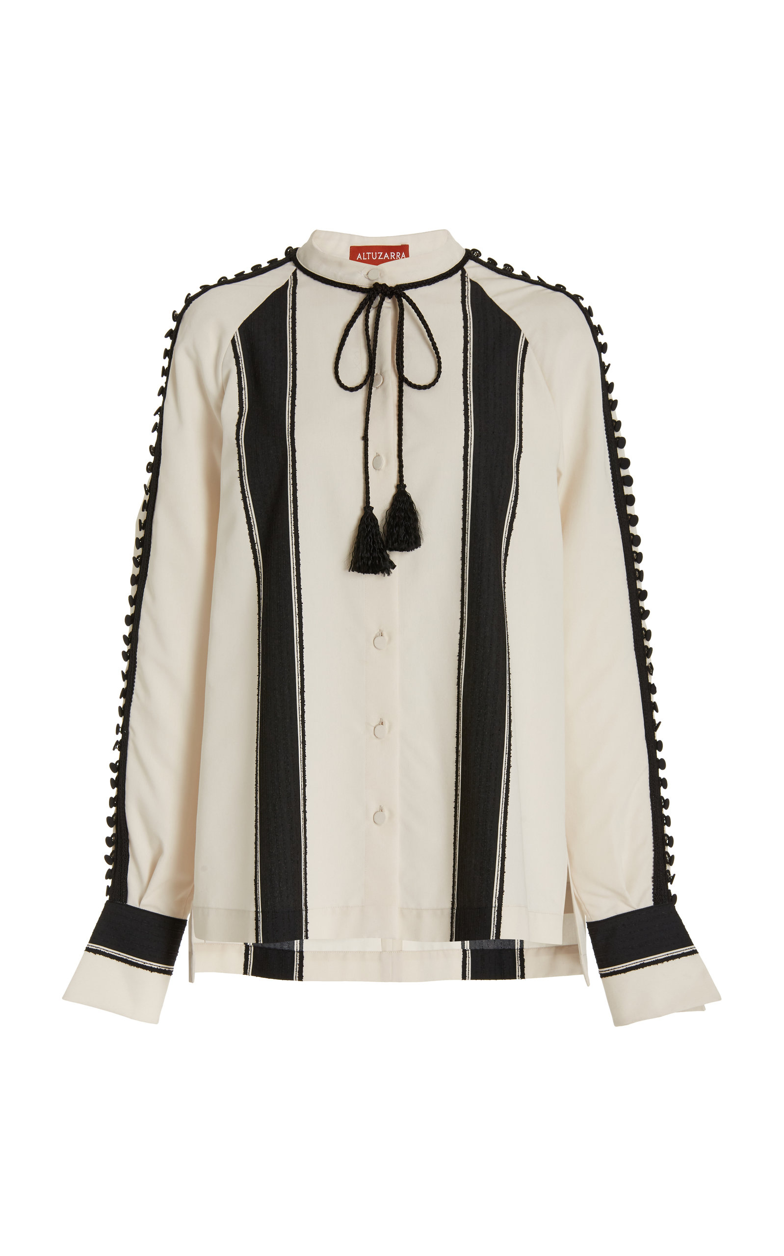 Altuzarra Irini Striped Tassel Button-up Top In Multi